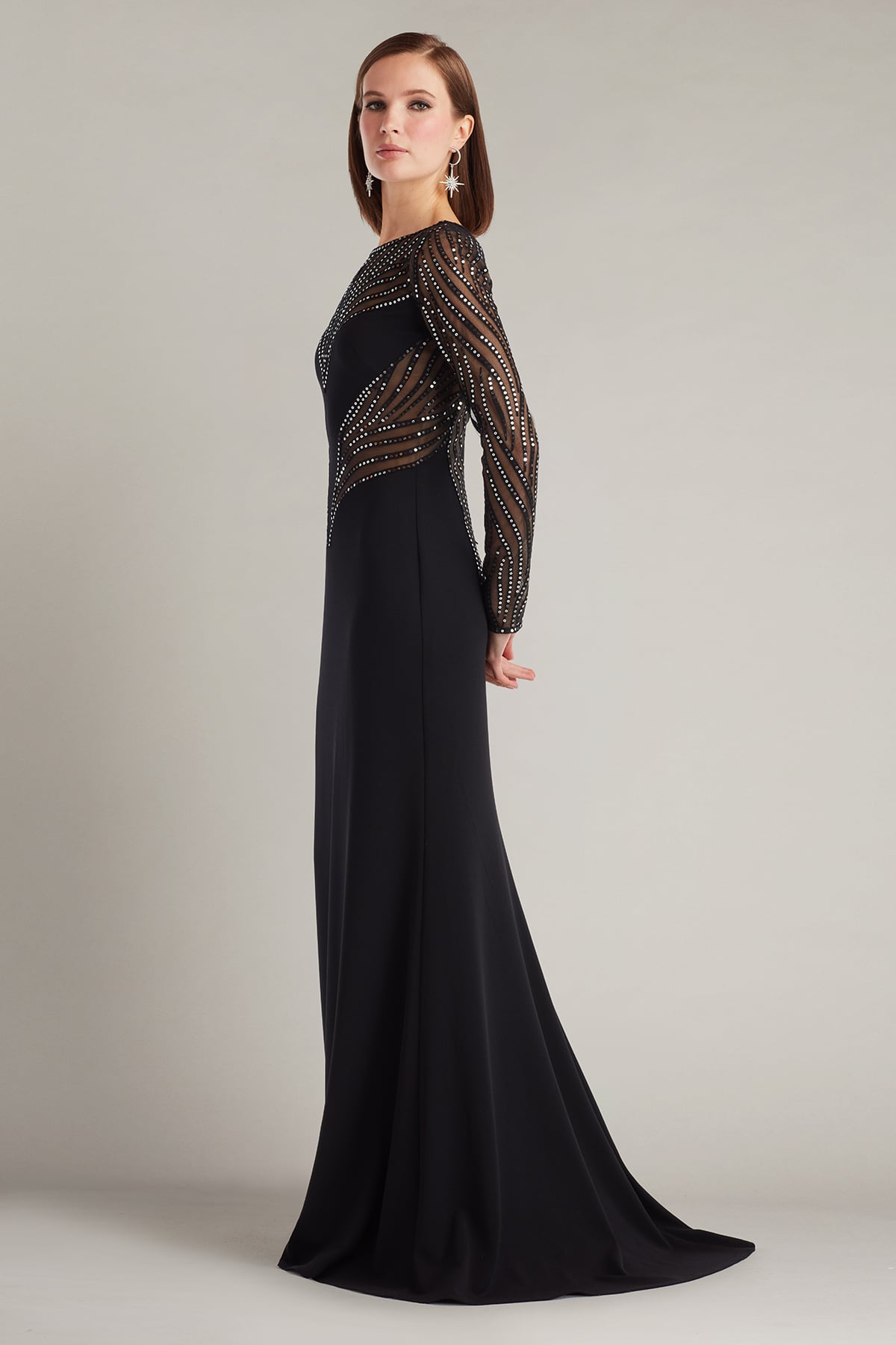 Illusion Floor-Length Mesh Formal Sheath/Column Tadashi Shoji CIO25644L