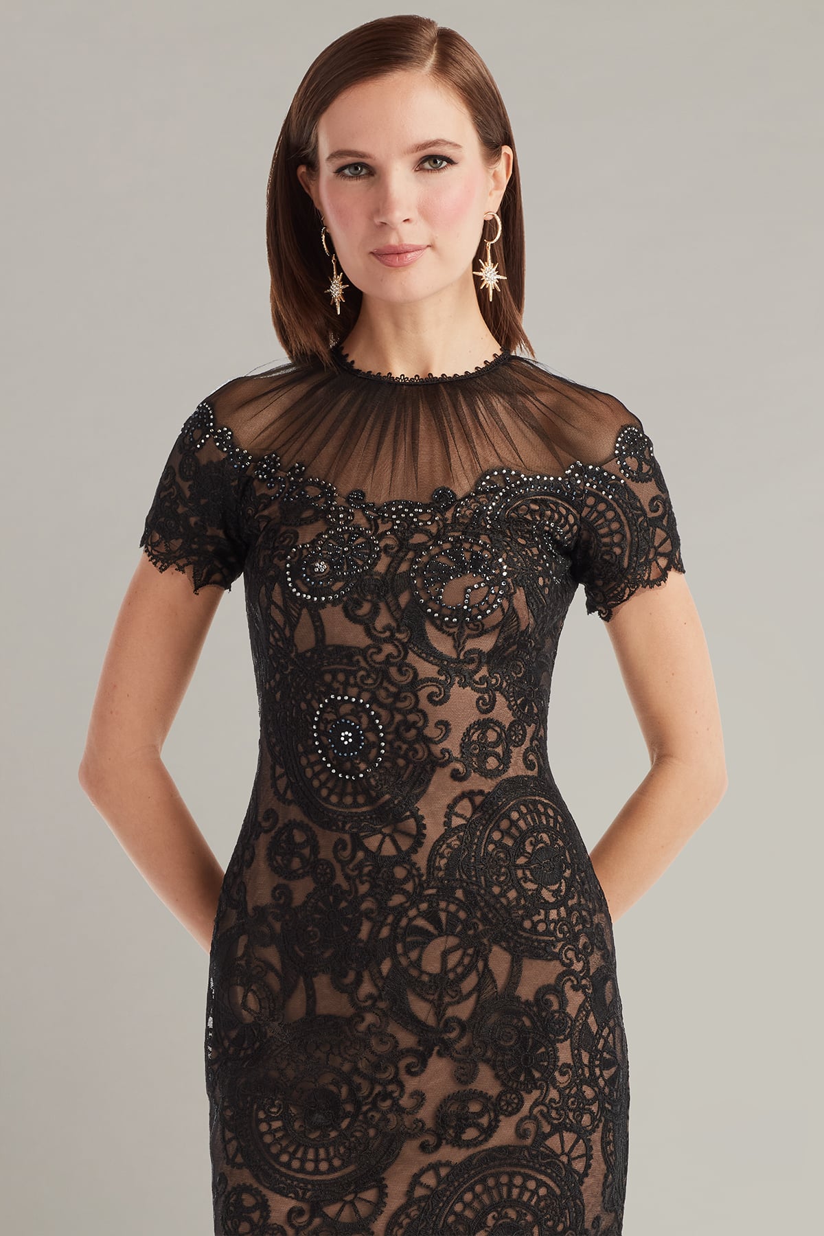 Cocktail Dresses Short Lace Cocktail Dress Black/Nude