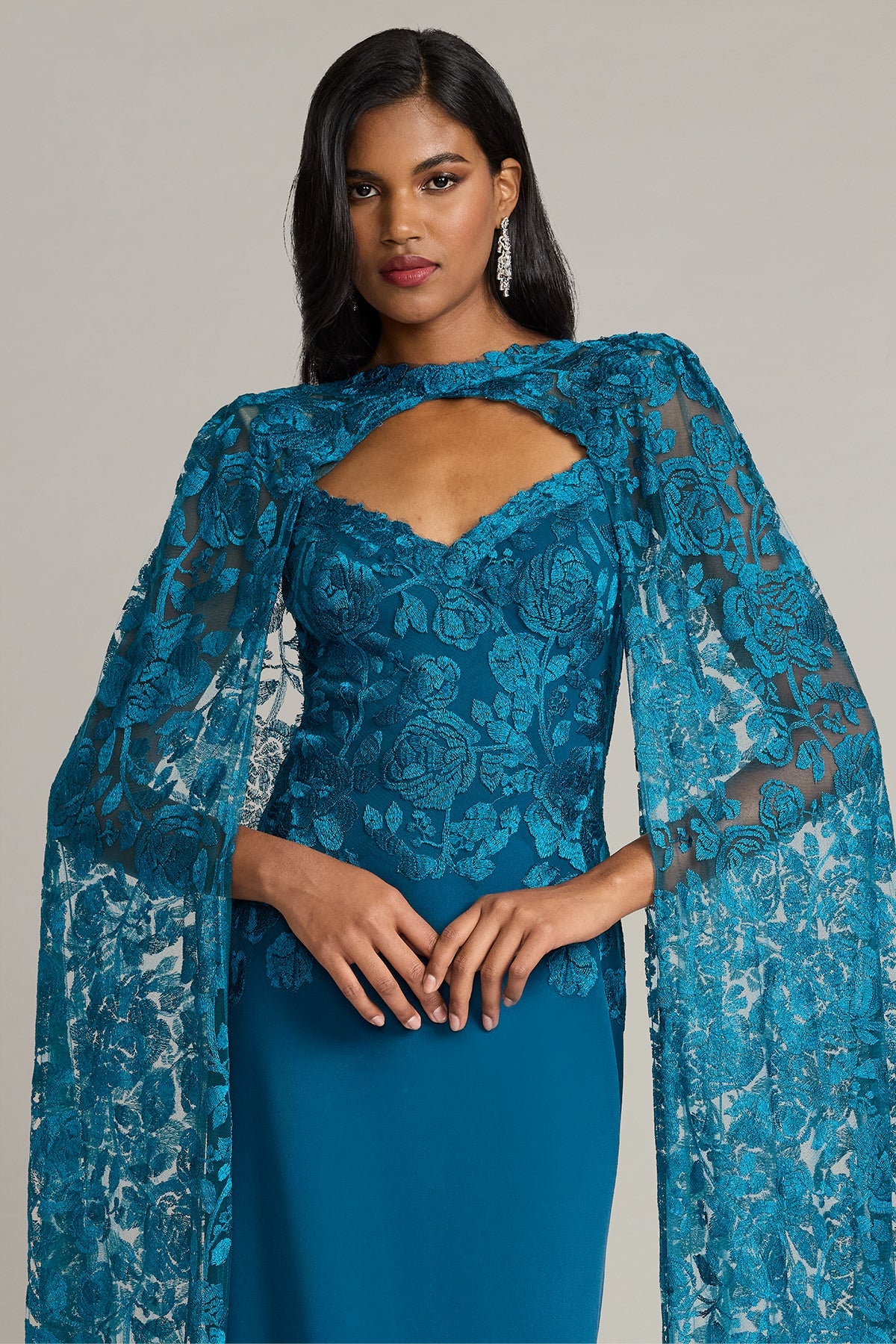 Illusion Floor-Length Lace Formal Sheath/Column Tadashi Shoji CJH26122L