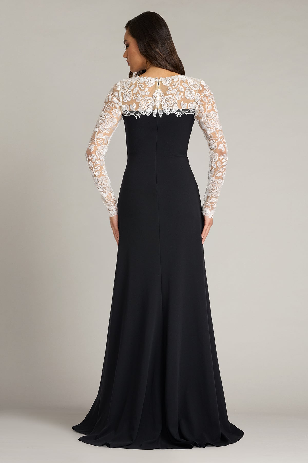 Mother of the Bride Dresses Long Sleeve Formal Fitted Lace Mother of the Bride Dress Tadashi Shoji CJH26127L Ivory/Black