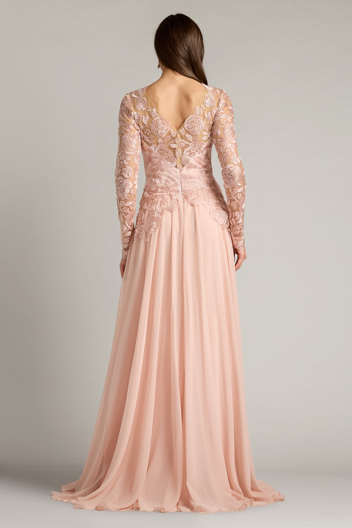 Illusion Floor-Length Chiffon Formal A-Line Tadashi Shoji CJH26136L