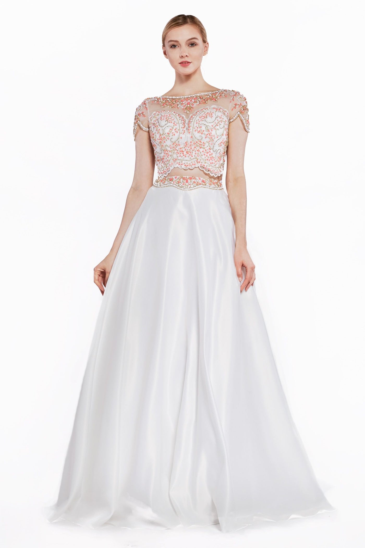 Wedding Dresses Long A Line Bridal Lace Beaded Wedding Dress Off White