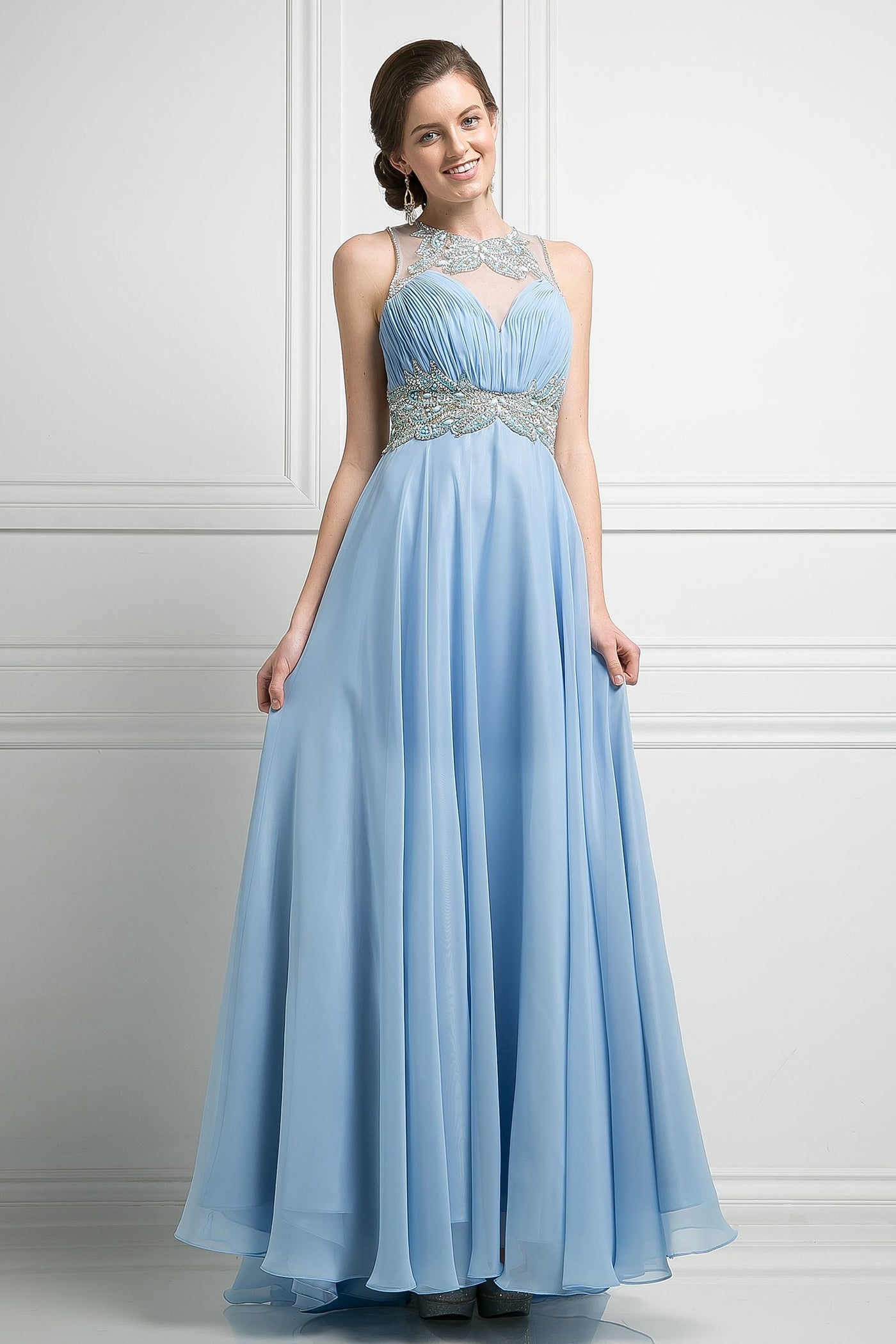 Prom Dresses Long Formal Beaded Evening Prom Dress Aqua