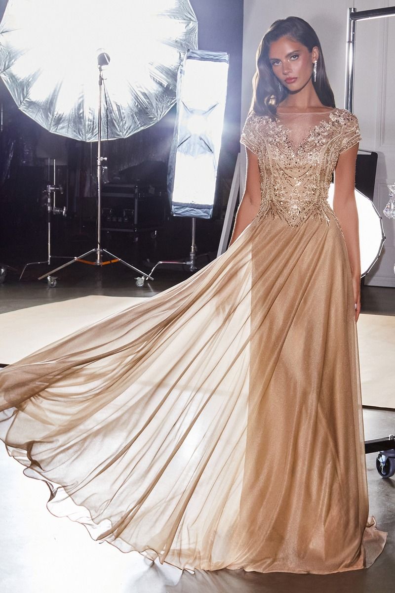 Illusion Floor-Length Tulle Evening A-Line LaDivine CL11