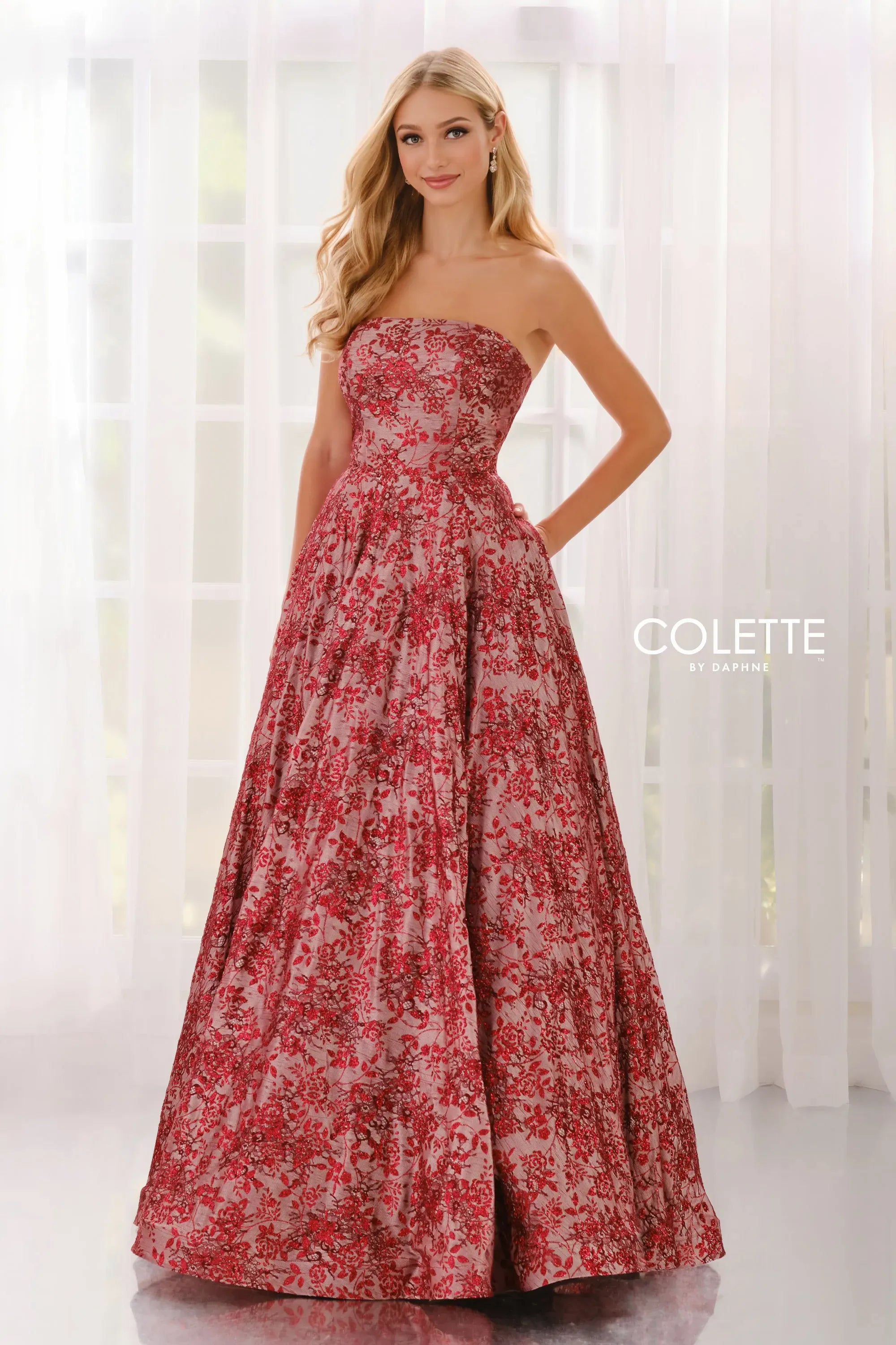 Prom Dresses Glitter A Line Formal Long Prom Dress Scarlet