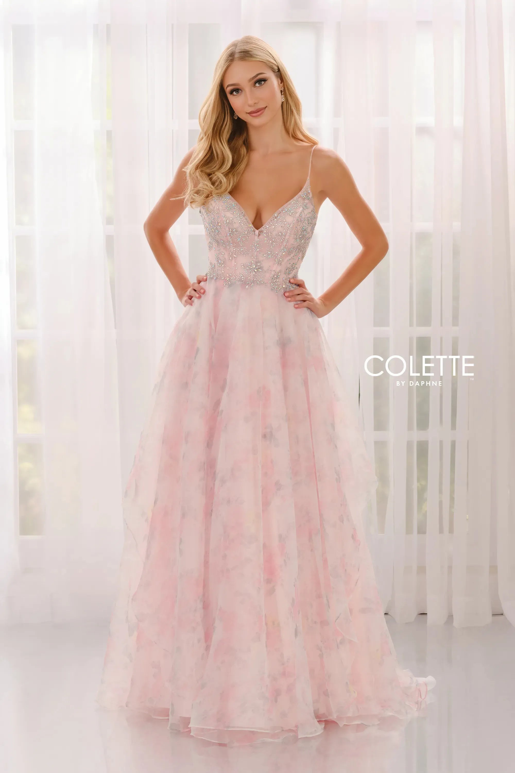 Prom Dresses A Line Long Formal Prom Dress Pink Floral