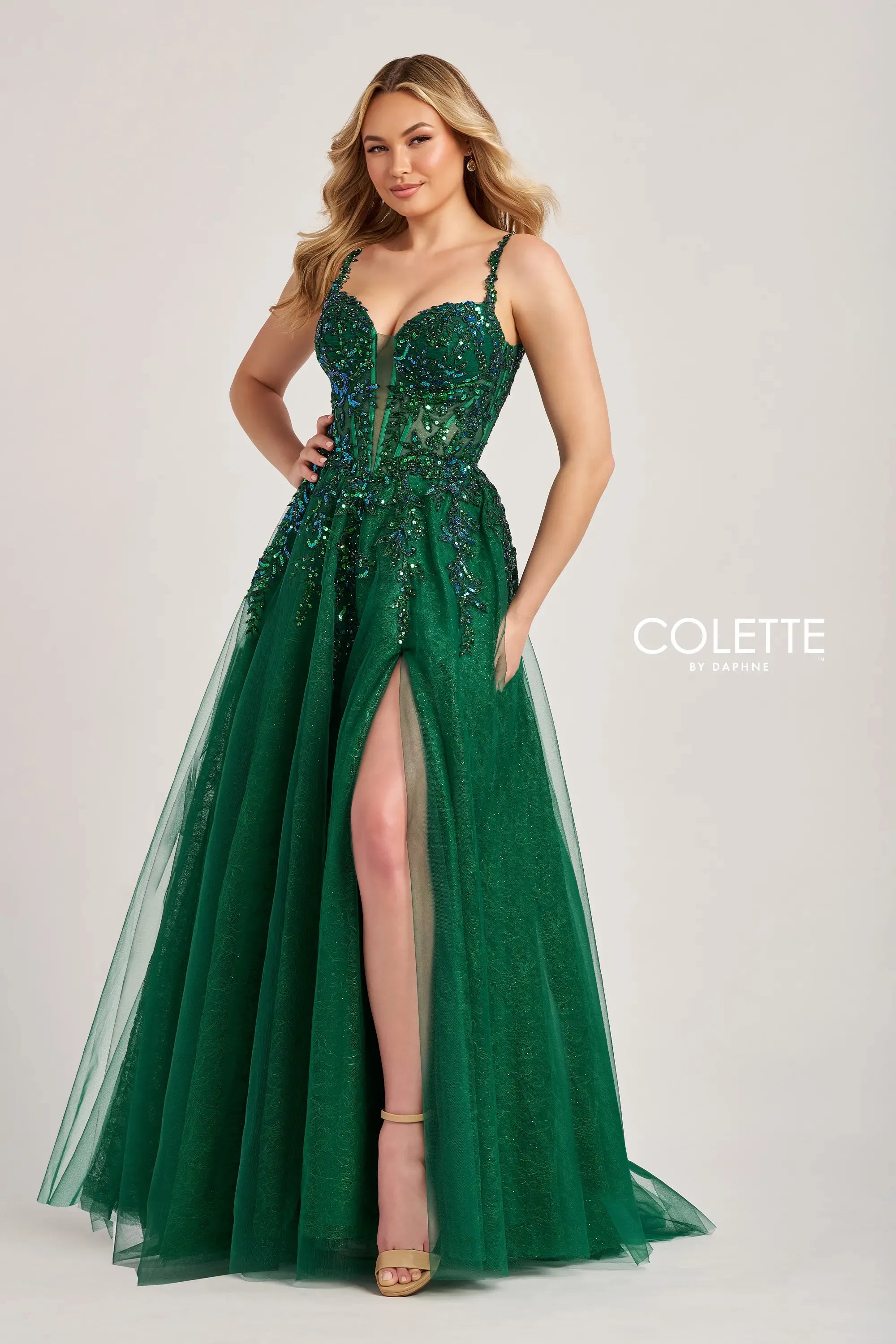 Prom Dresses A Line Sequin Glitter Formal Long Prom Dress Emerald