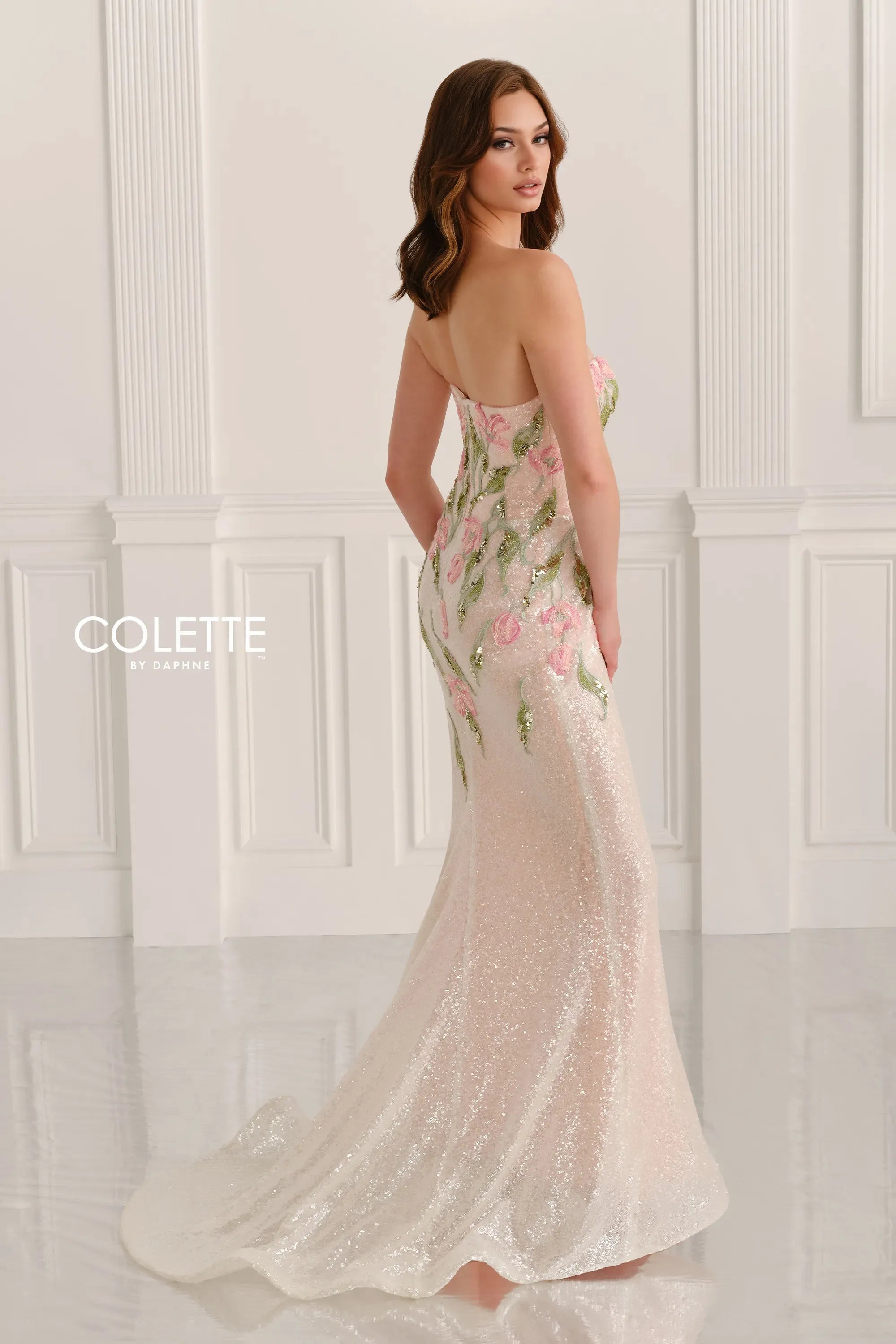 Prom Dresses Lace Applique Formal Long Prom Dress Pink/Multi