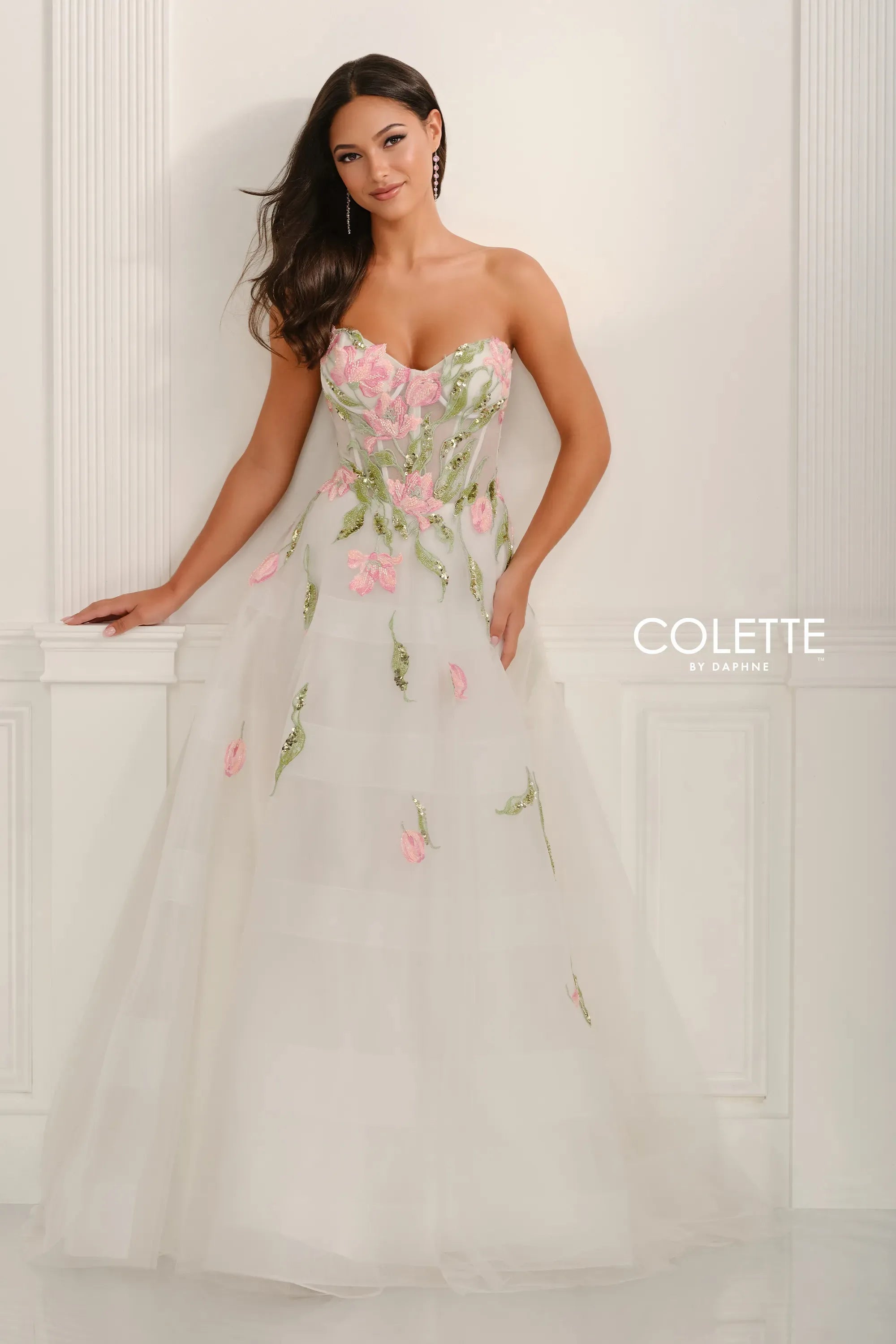 Prom Dresses Ball Gown Beaded Long Formal Prom Dress White/Multi