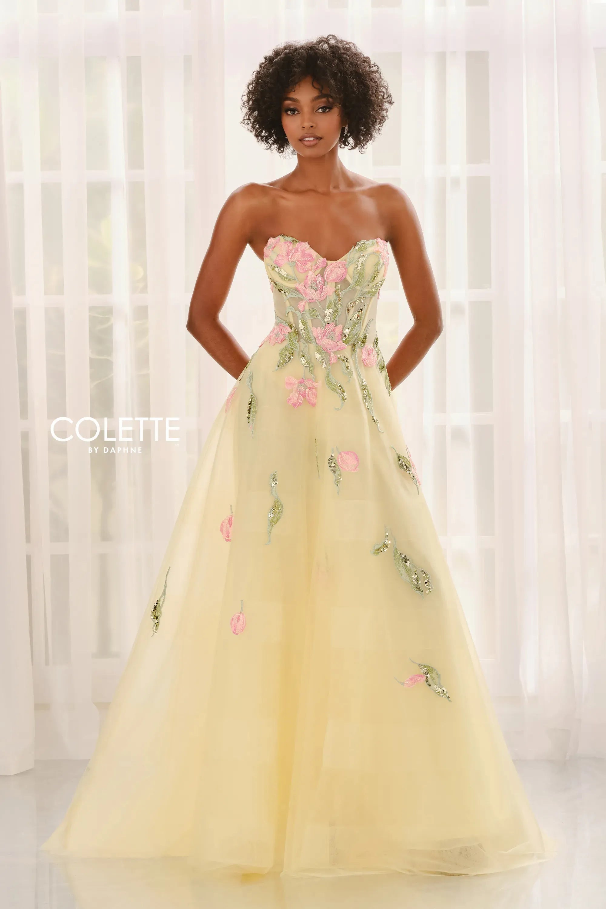 Prom Dresses Ball Gown Beaded Long Formal Prom Dress Yellow/Multi