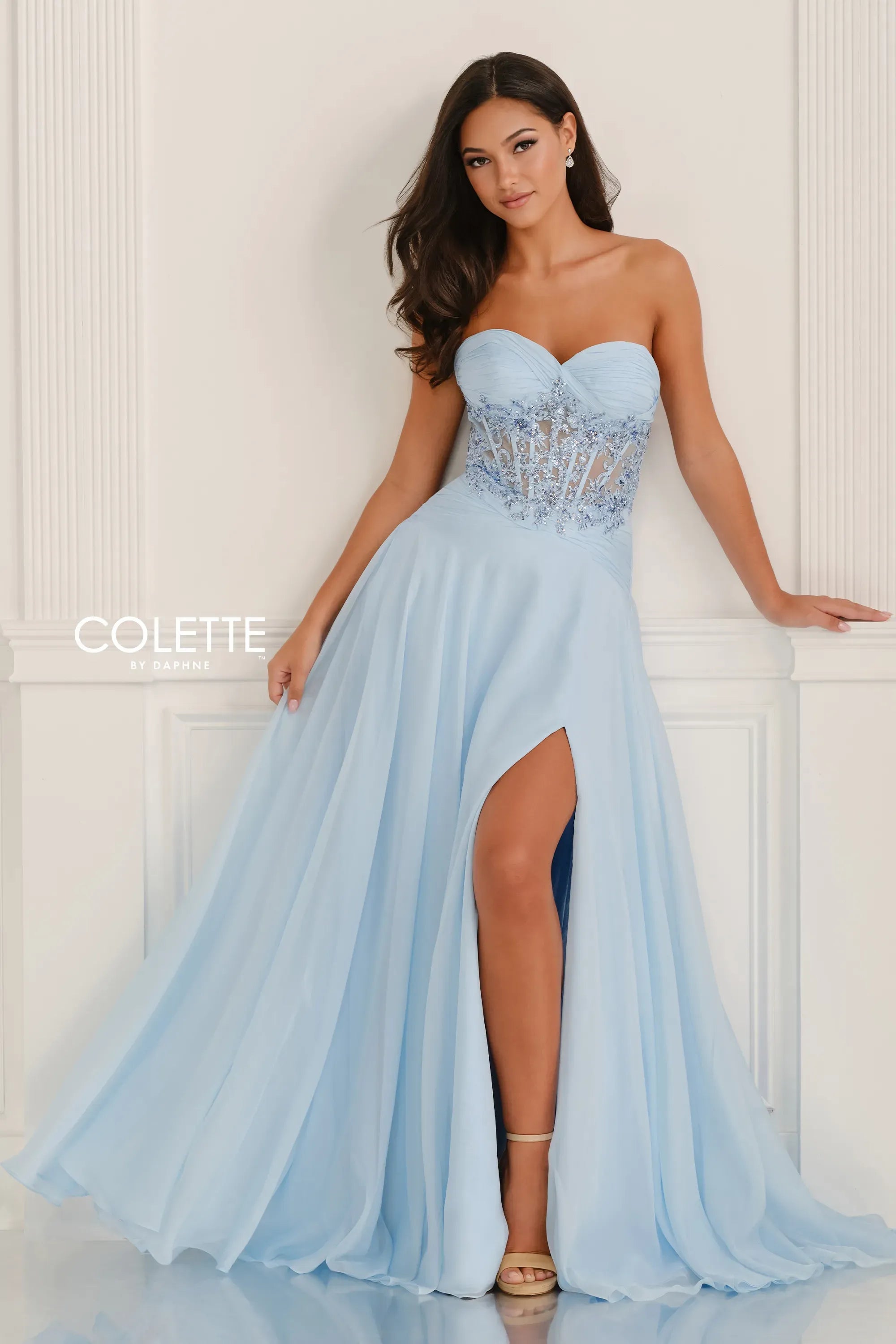 Prom Dresses A Line Lace Long Formal Prom Dress Light Blue