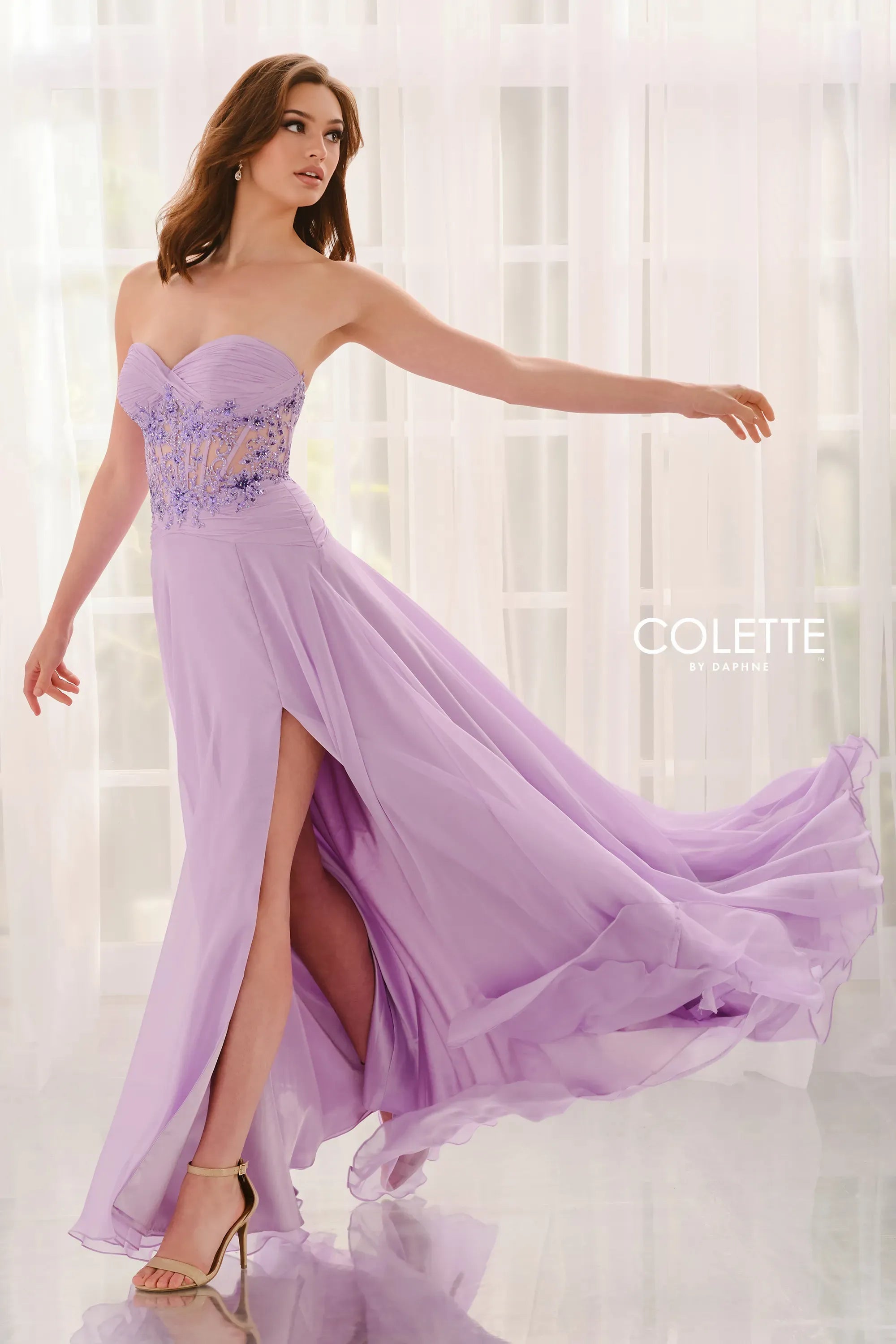 Prom Dresses A Line Lace Long Formal Prom Dress Lilac