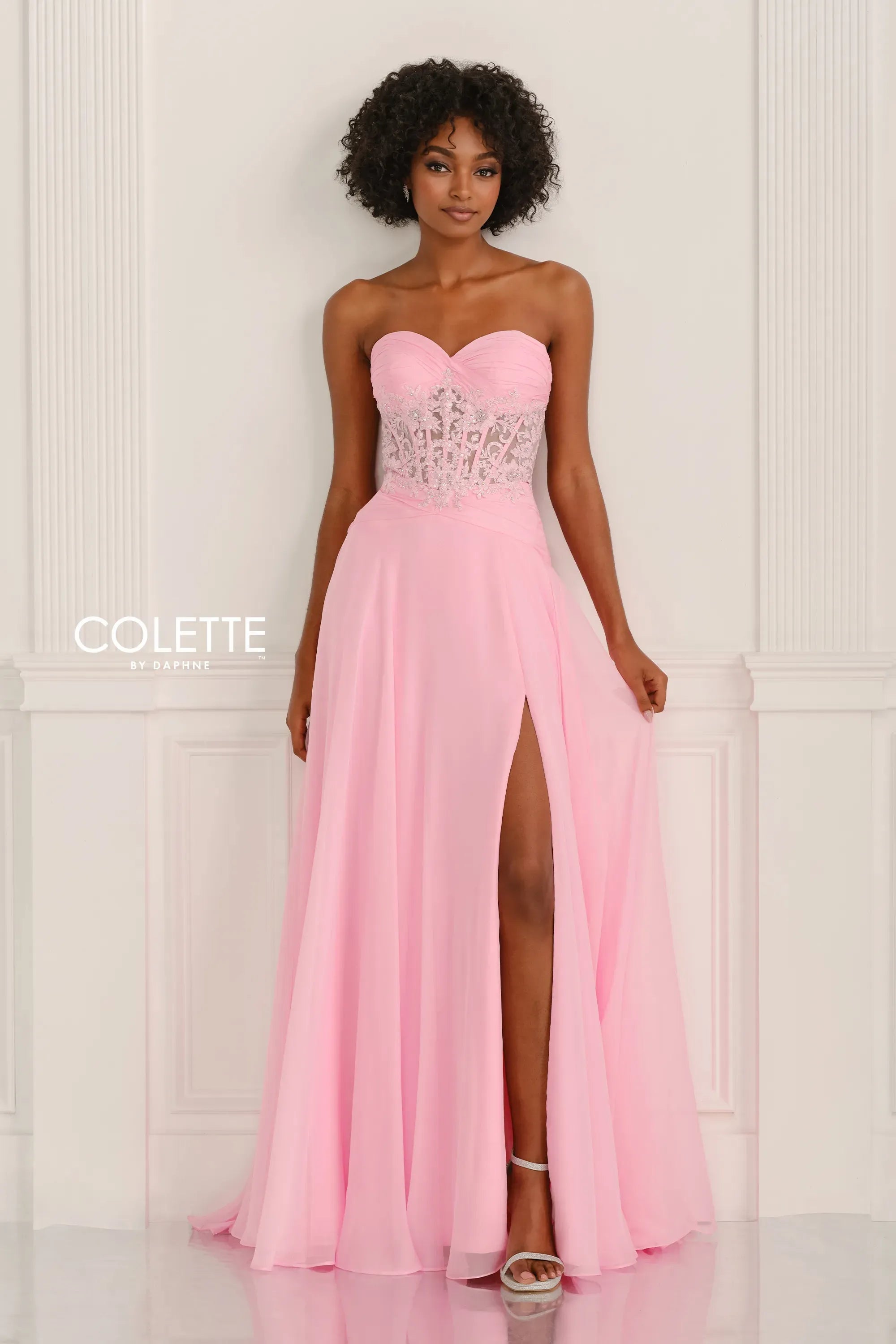 Prom Dresses A Line Lace Long Formal Prom Dress Pink