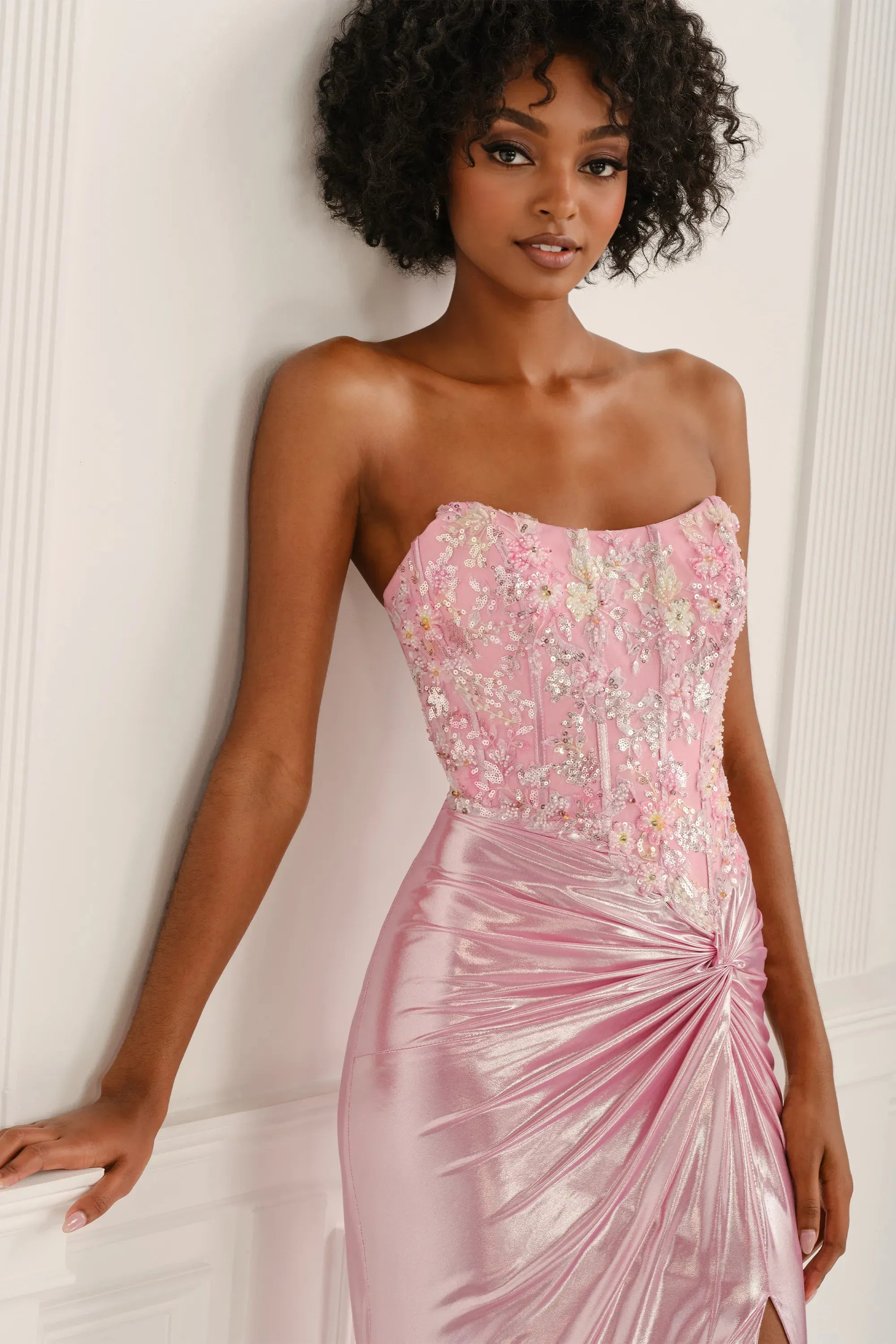 Prom Dresses Beaded Sequin Formal Long Prom Dress Pink
