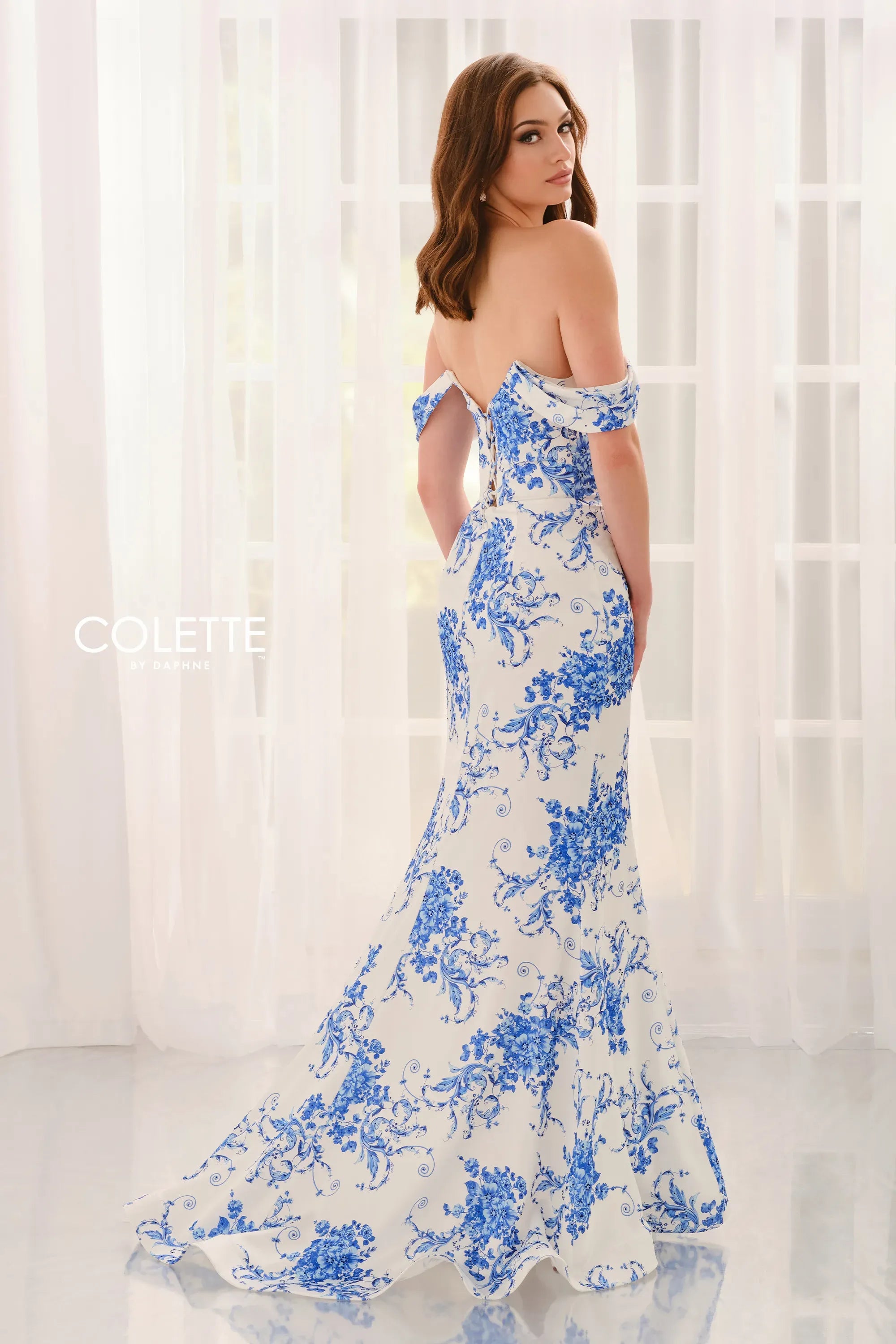 Prom Dresses Mermaid Beaded Formal Long Prom Dress White/Blue