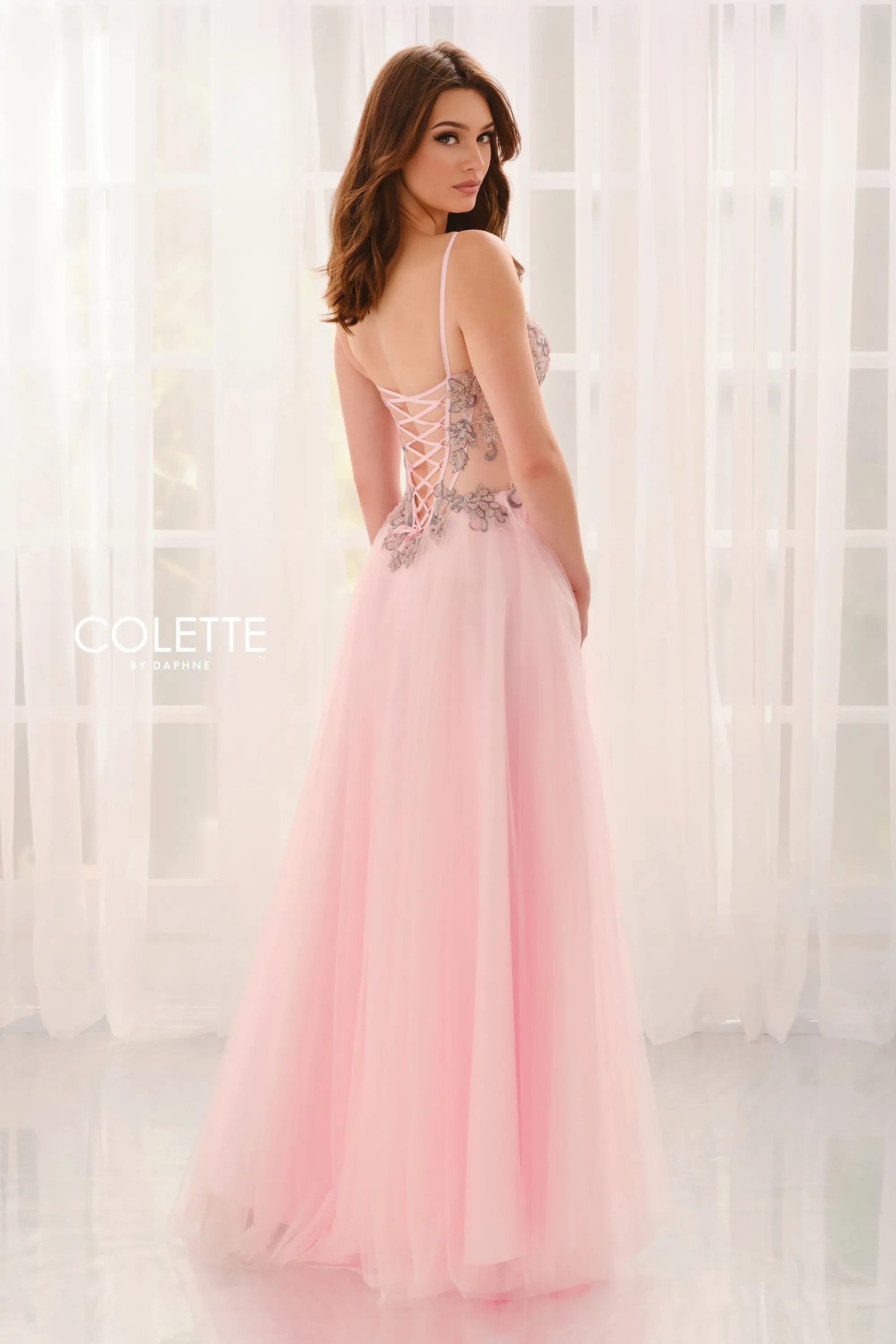 Prom Dresses Lace Beaded Formal Long Prom Dress Pink