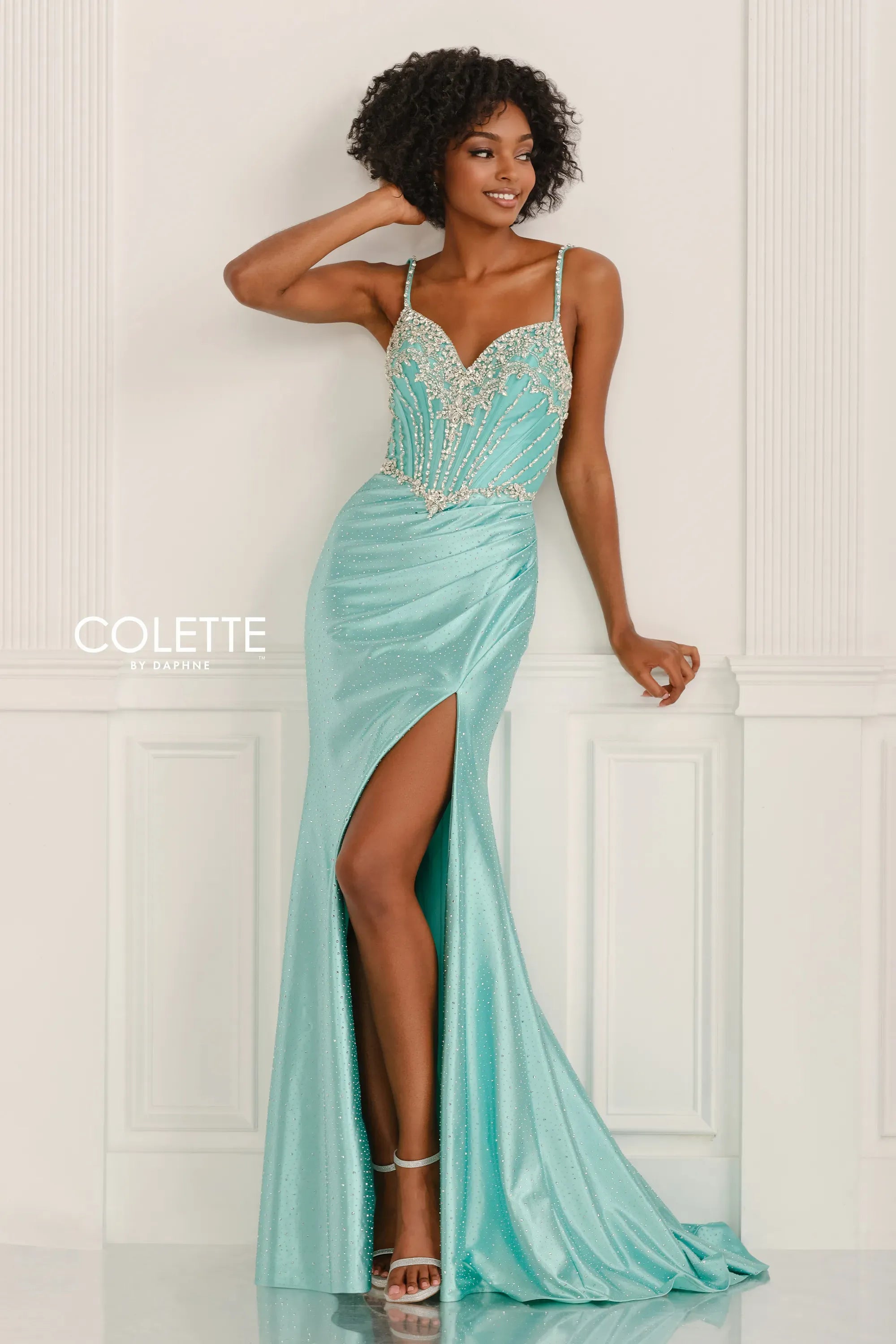 Prom Dresses Beaded Corset Formal Long Prom Dress Spearmint