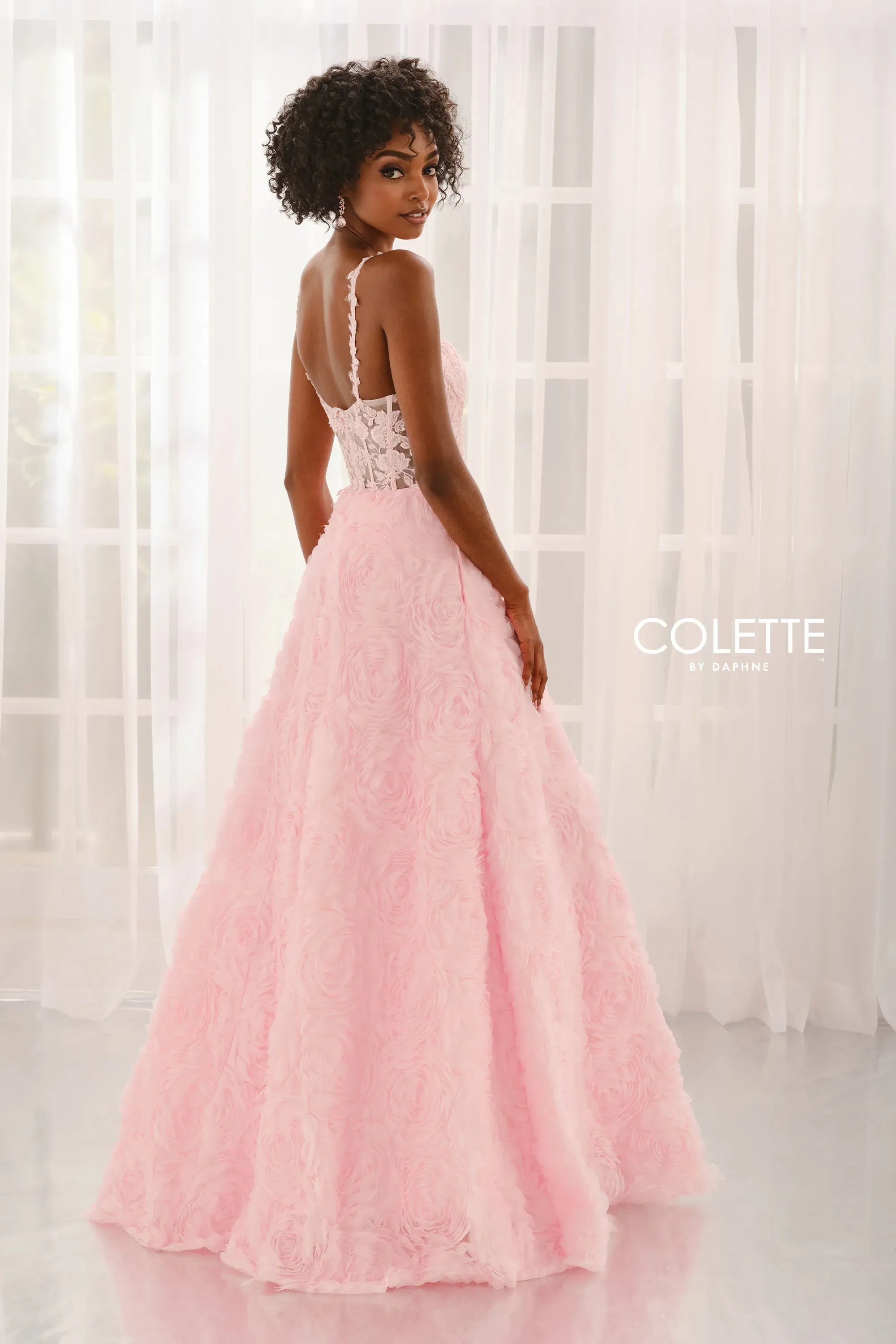 Prom Dresses Lace Applique Long Formal Evening Prom Dress Light Pink