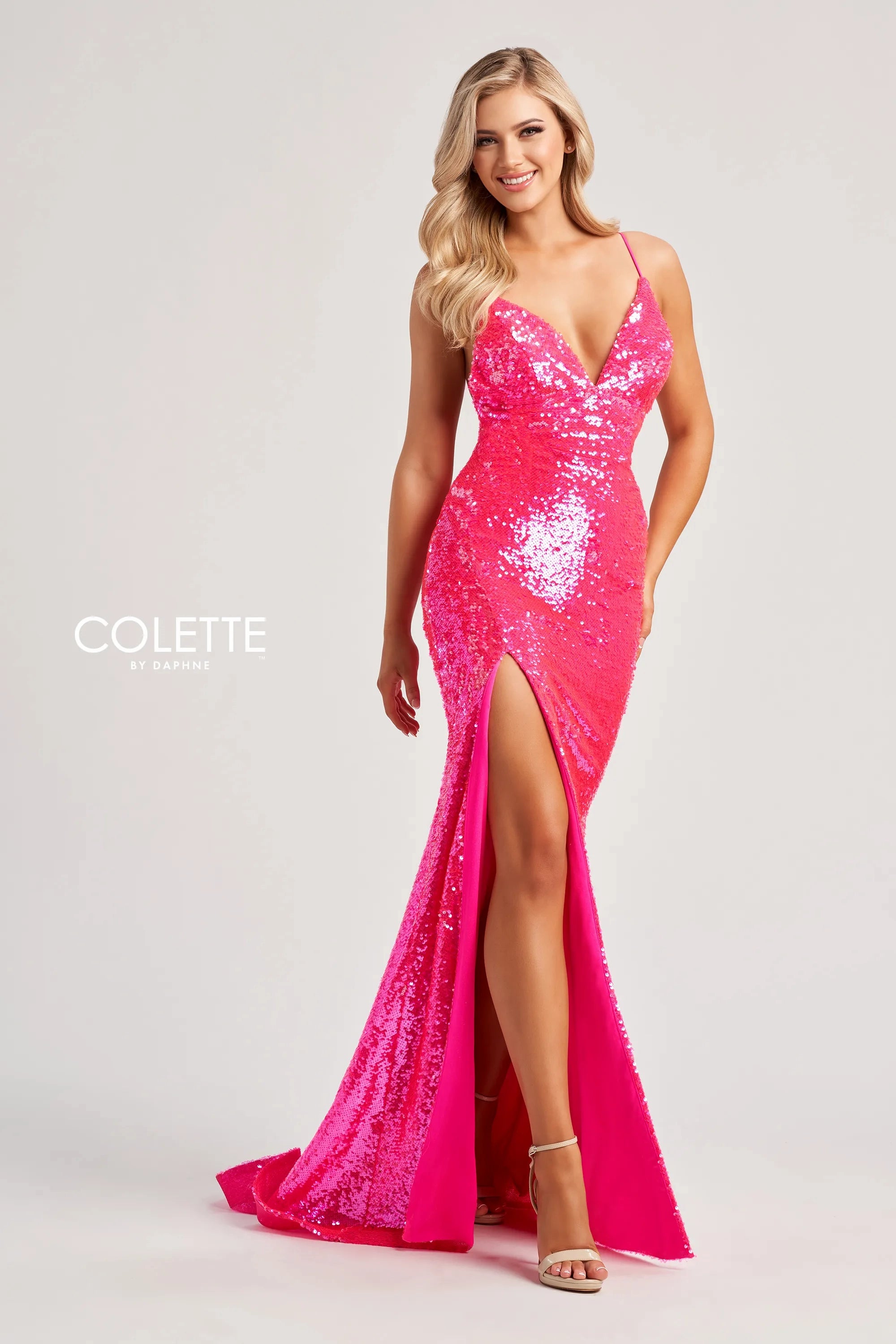 Prom Dresses Long Mermaid Formal Sequin Prom Dress Cotton Candy