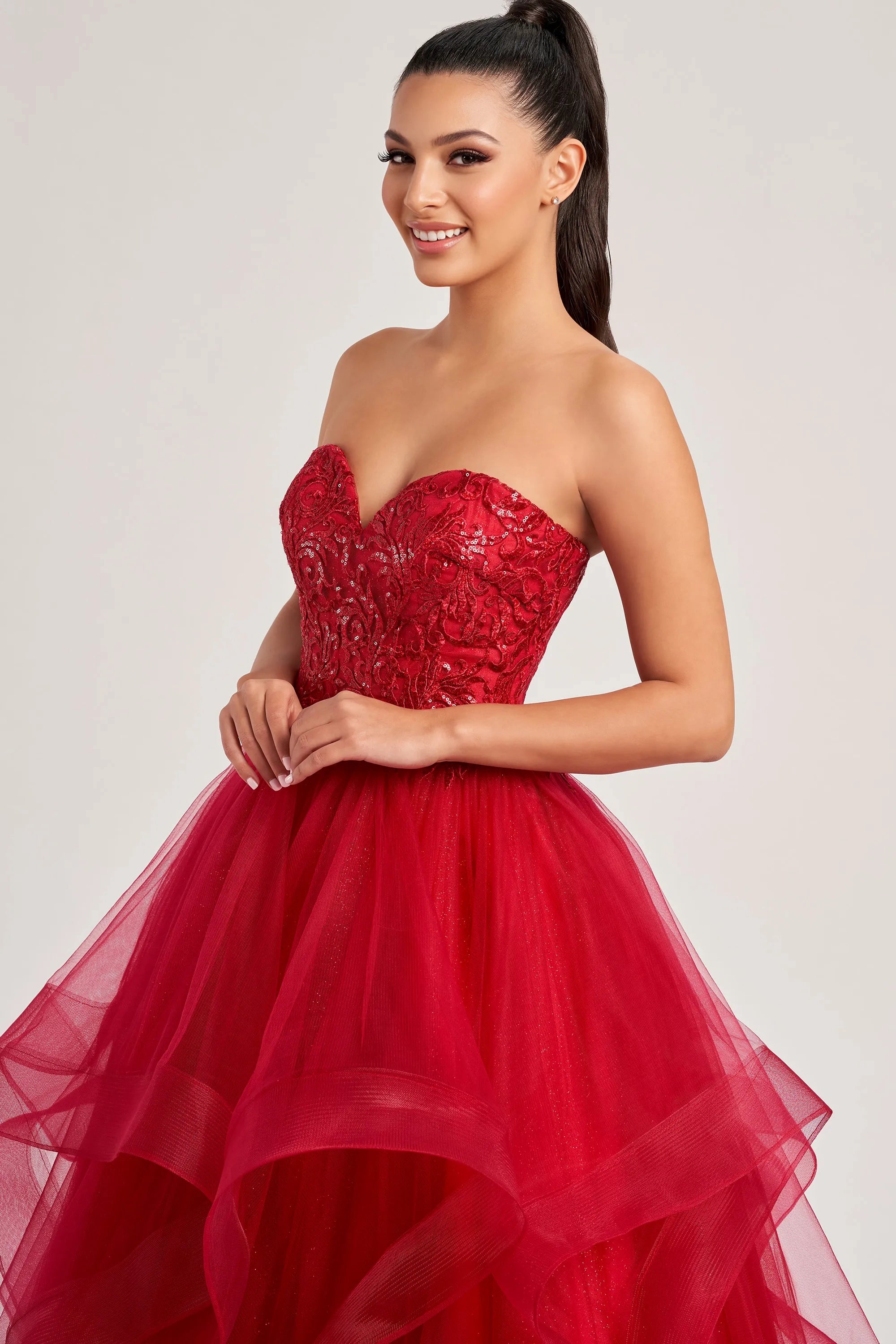 Prom Dresses Long Glitter Ball Gown Formal Prom Dress Scarlet