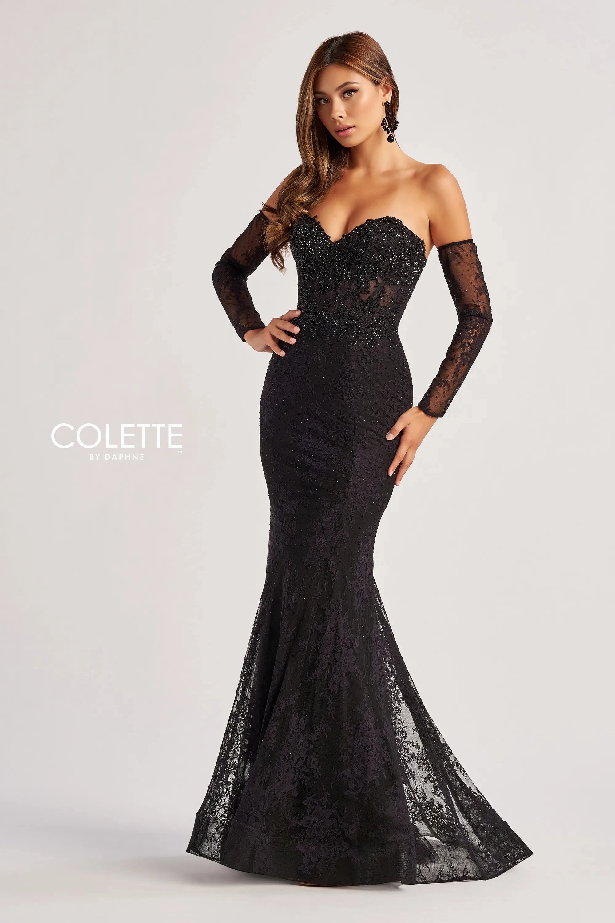 Prom Dresses Long Fit Lace Formal Evening Prom Dress Black