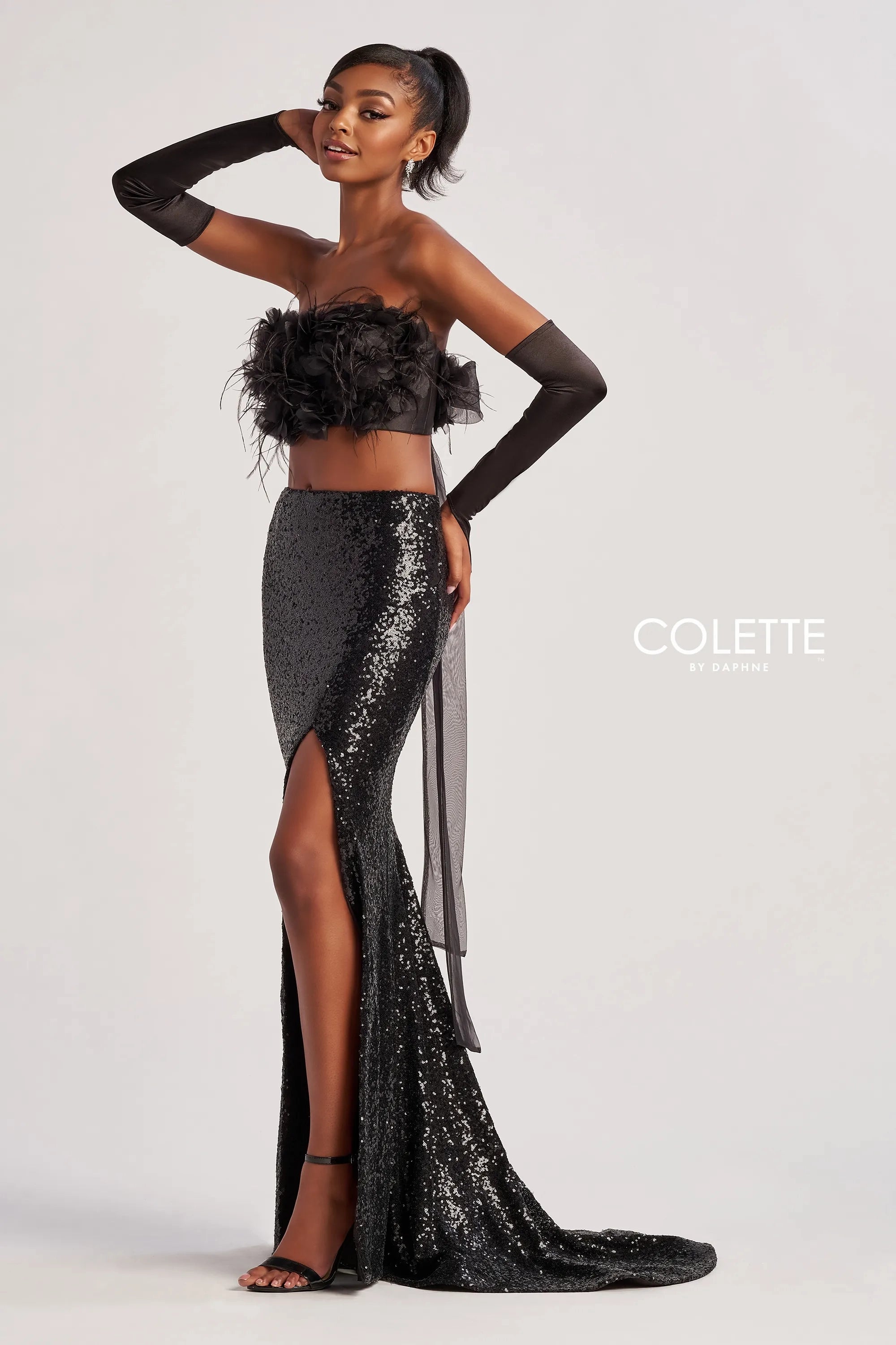 Prom Dresses Long Feather Sequin Formal Mermaid Prom Dress Black