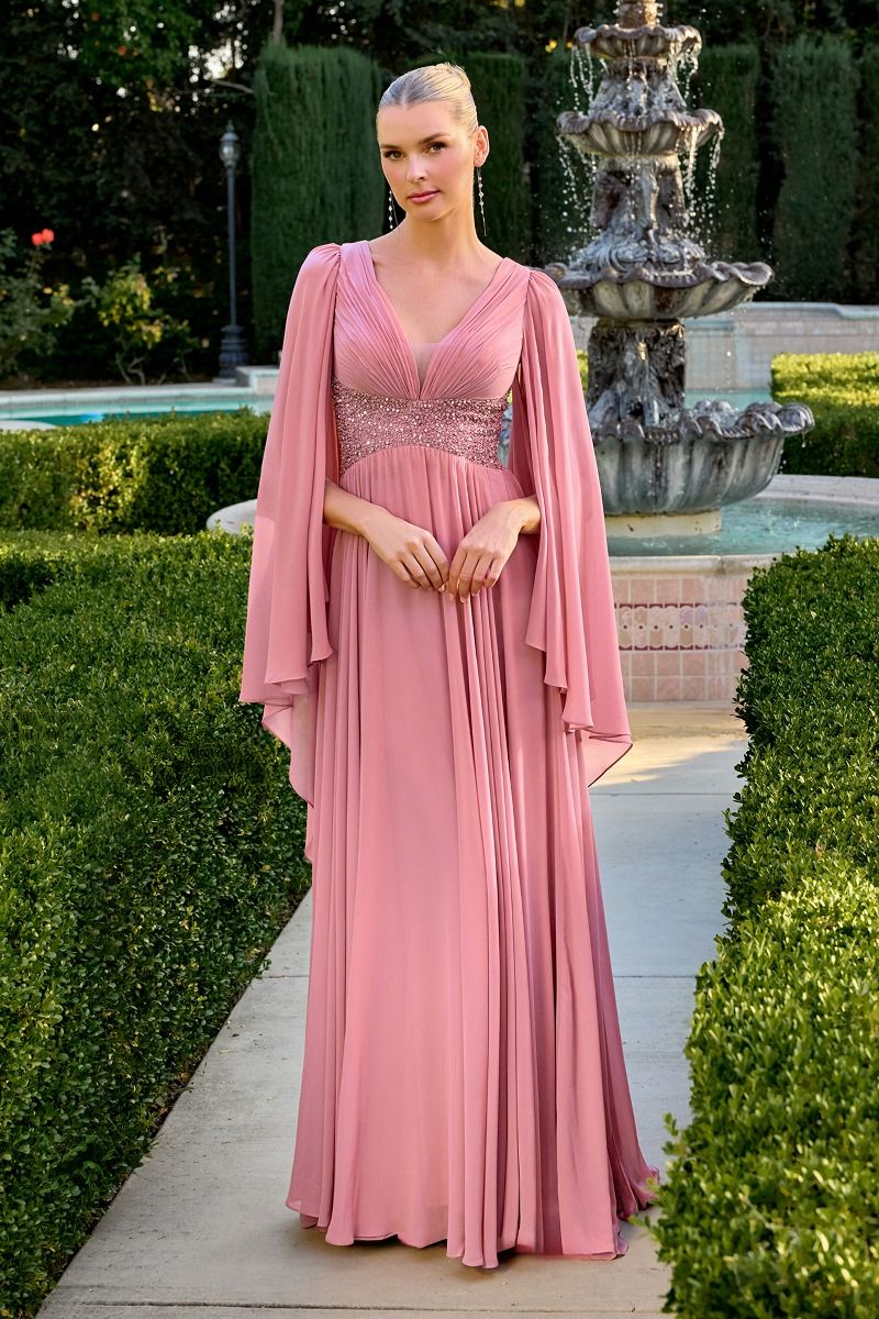 Mother of the Bride Dresses Long Formal Cape A Line Mother of the Bride Dress Dusty Rose