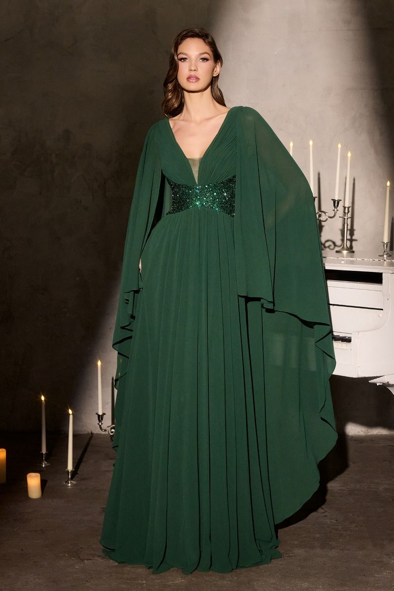 Mother of the Bride Dresses Long Formal Cape A Line Mother of the Bride Dress Emerald