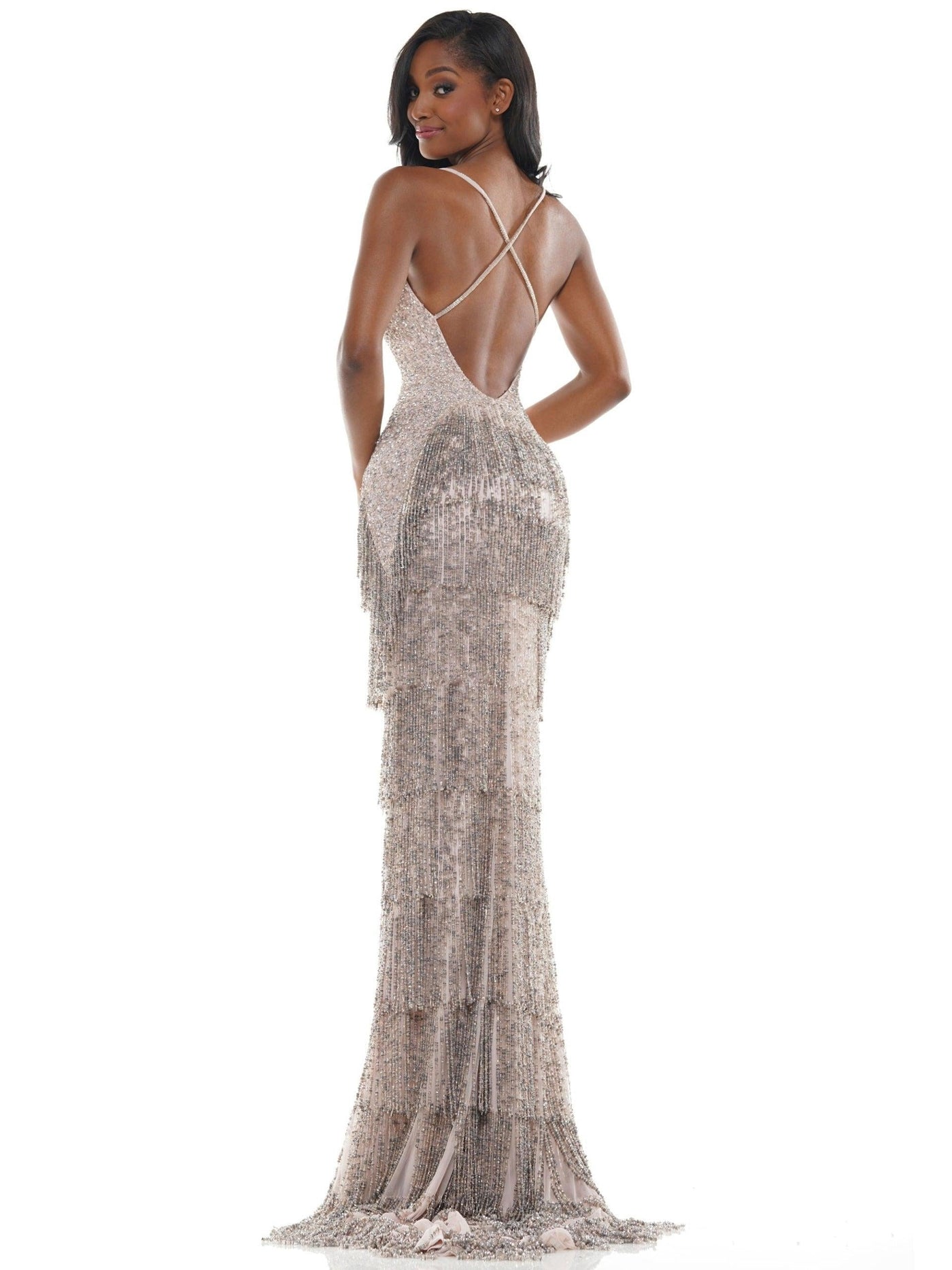 Colors Long Beaded Formal Fitted Prom Dress 114 - The Dress Outlet