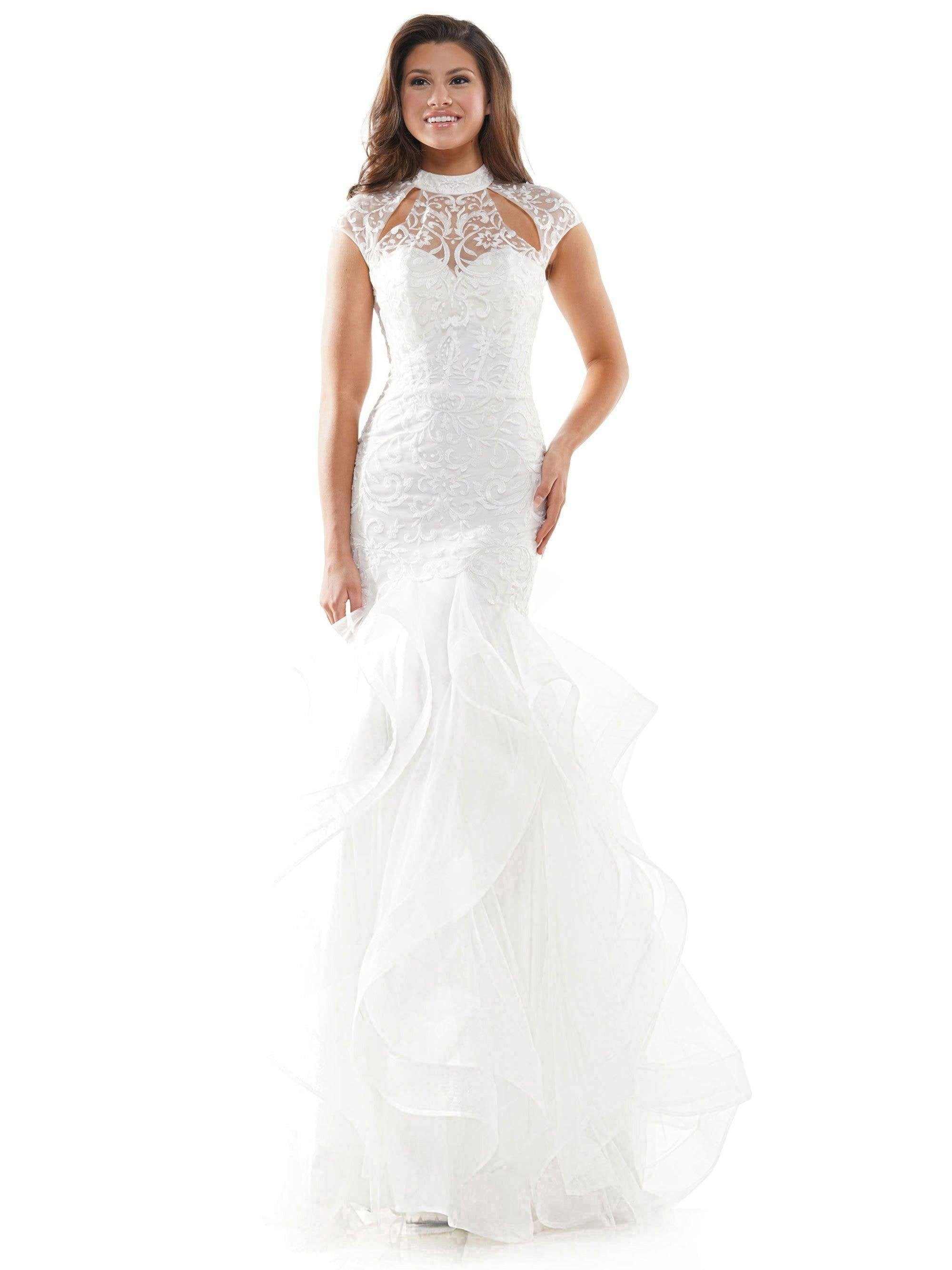 Colors Long Cap Sleeve Formal Mermaid Prom Gown 842 - The Dress Outlet