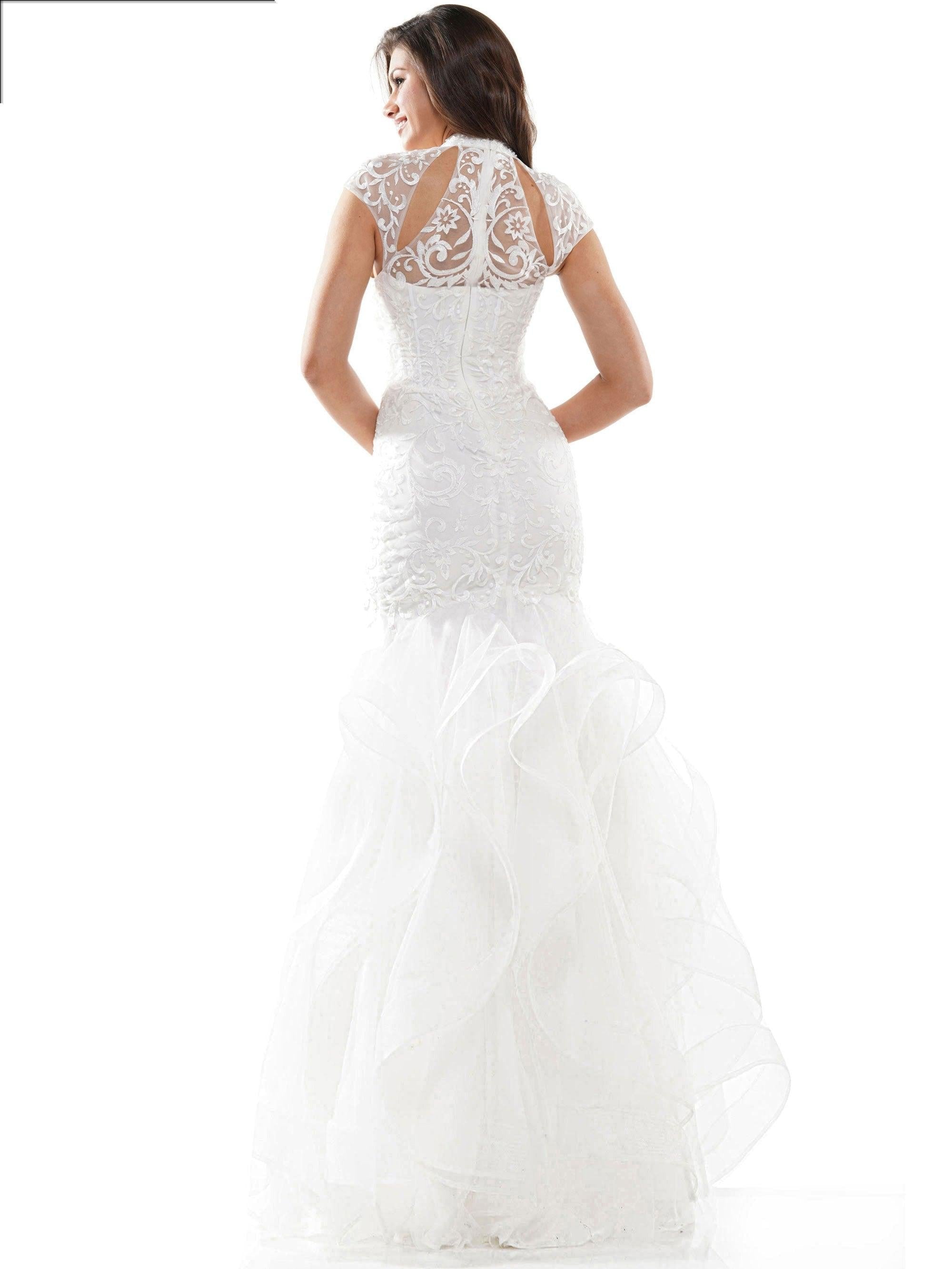 Colors Long Cap Sleeve Formal Mermaid Prom Gown 842 - The Dress Outlet