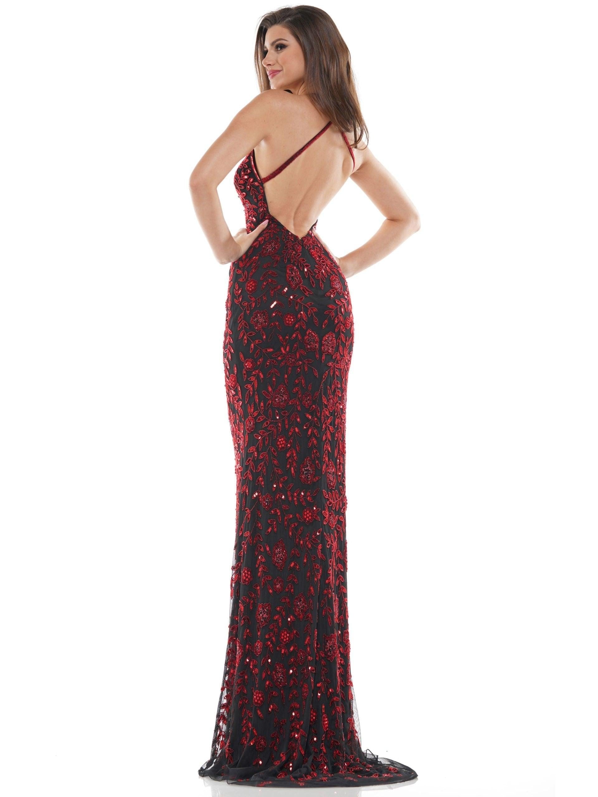 Colors Long Formal Fitted Halter Dress 113 - The Dress Outlet