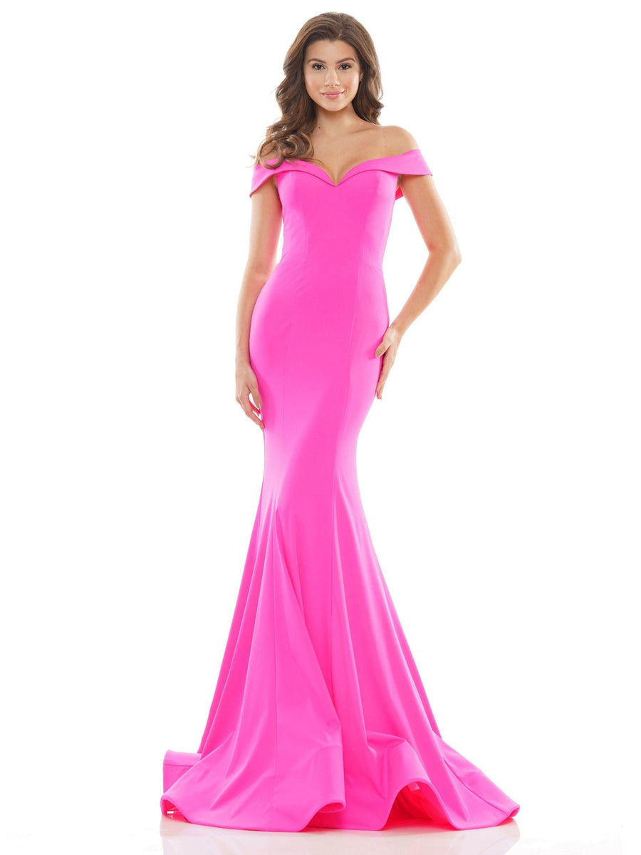 Colors Long Off Shoulder Formal Prom Dress 2709 - The Dress Outlet