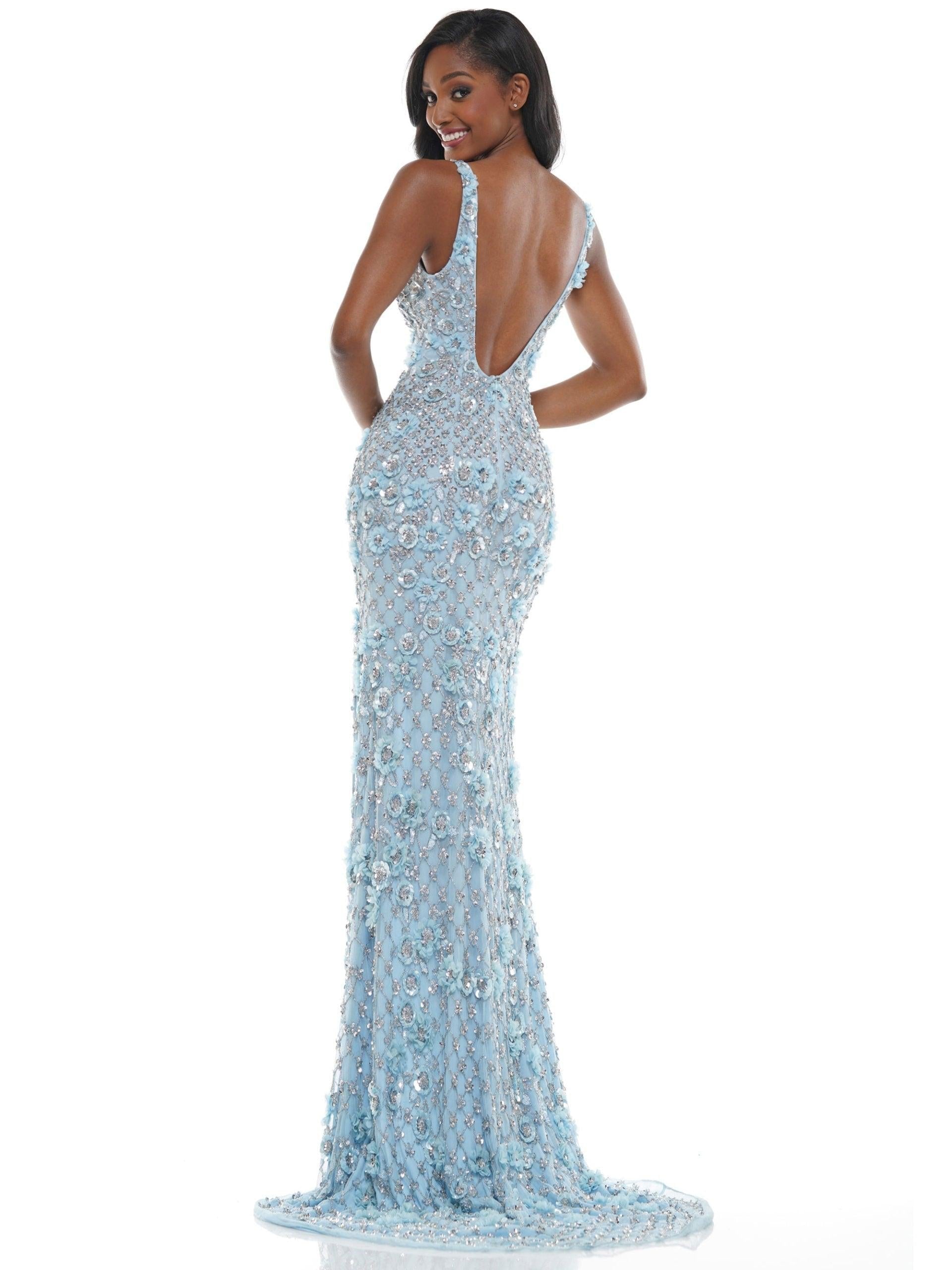 Colors Long Sleeveless Formal Fitted Prom Dress 110 - The Dress Outlet
