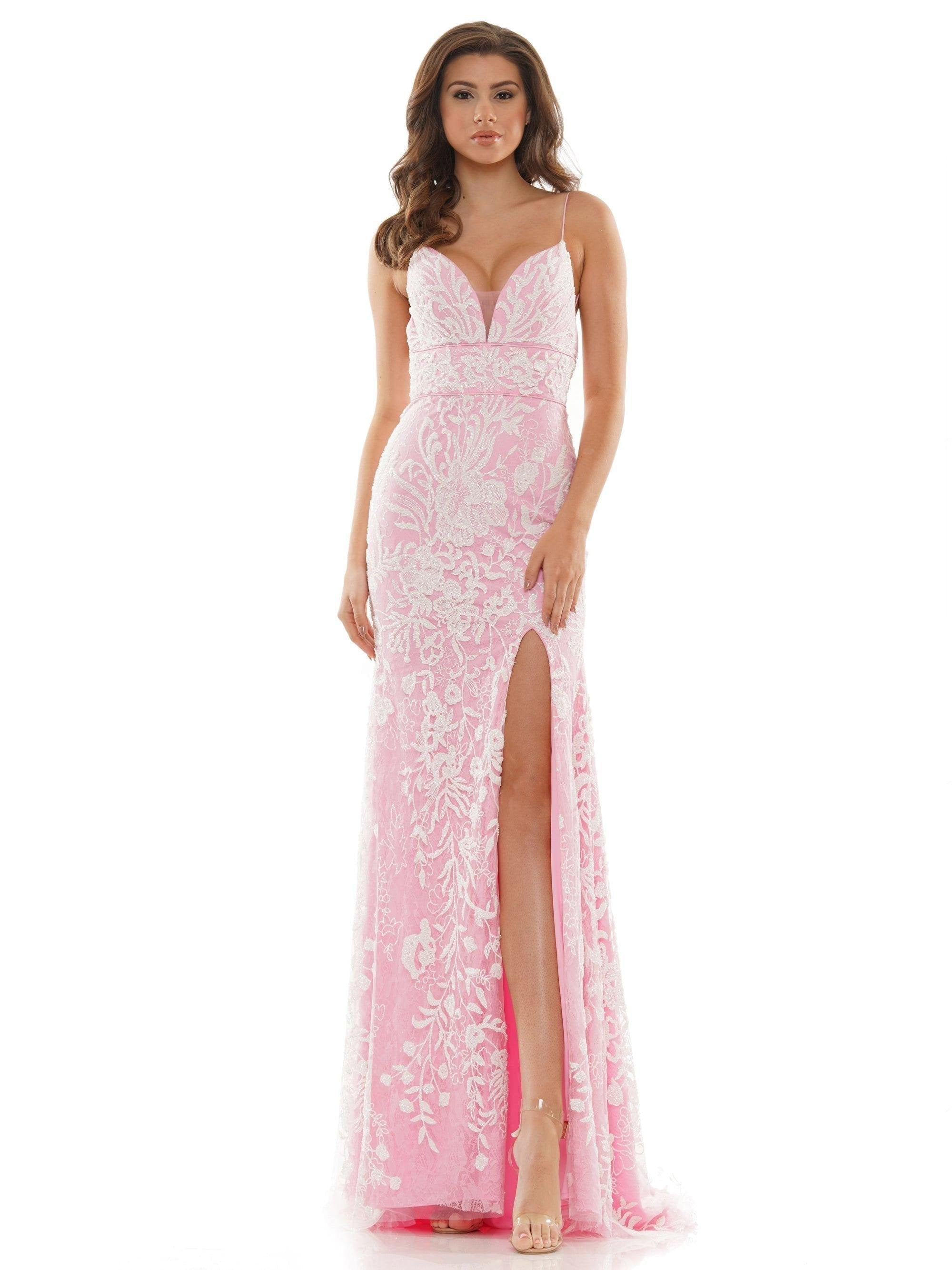 Colors Long Spaghetti Strap Glitter Prom Dress 1076 - The Dress Outlet