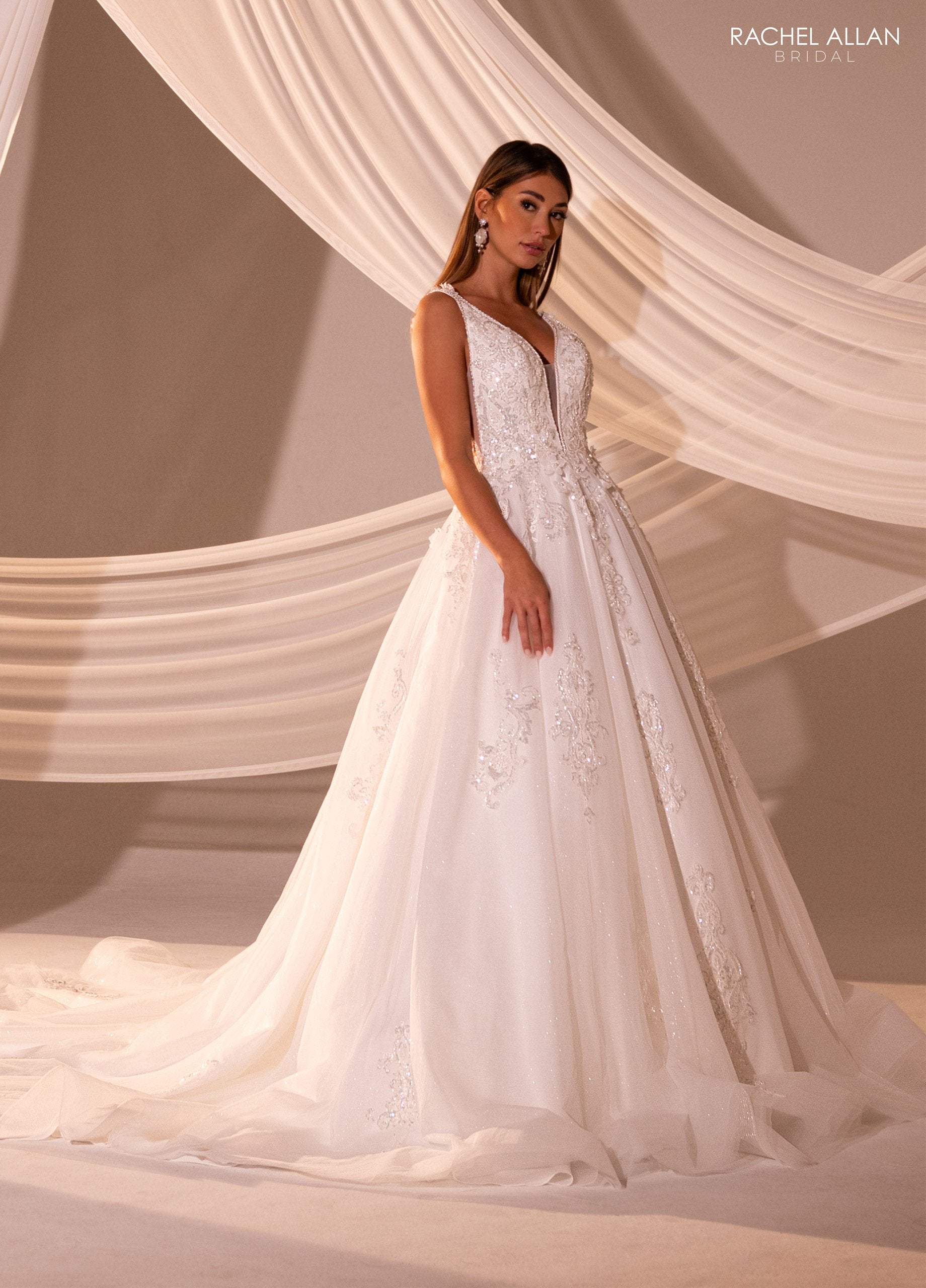 Wedding Dresses Long Floral Sequin Wedding Dress Ivory Nude
