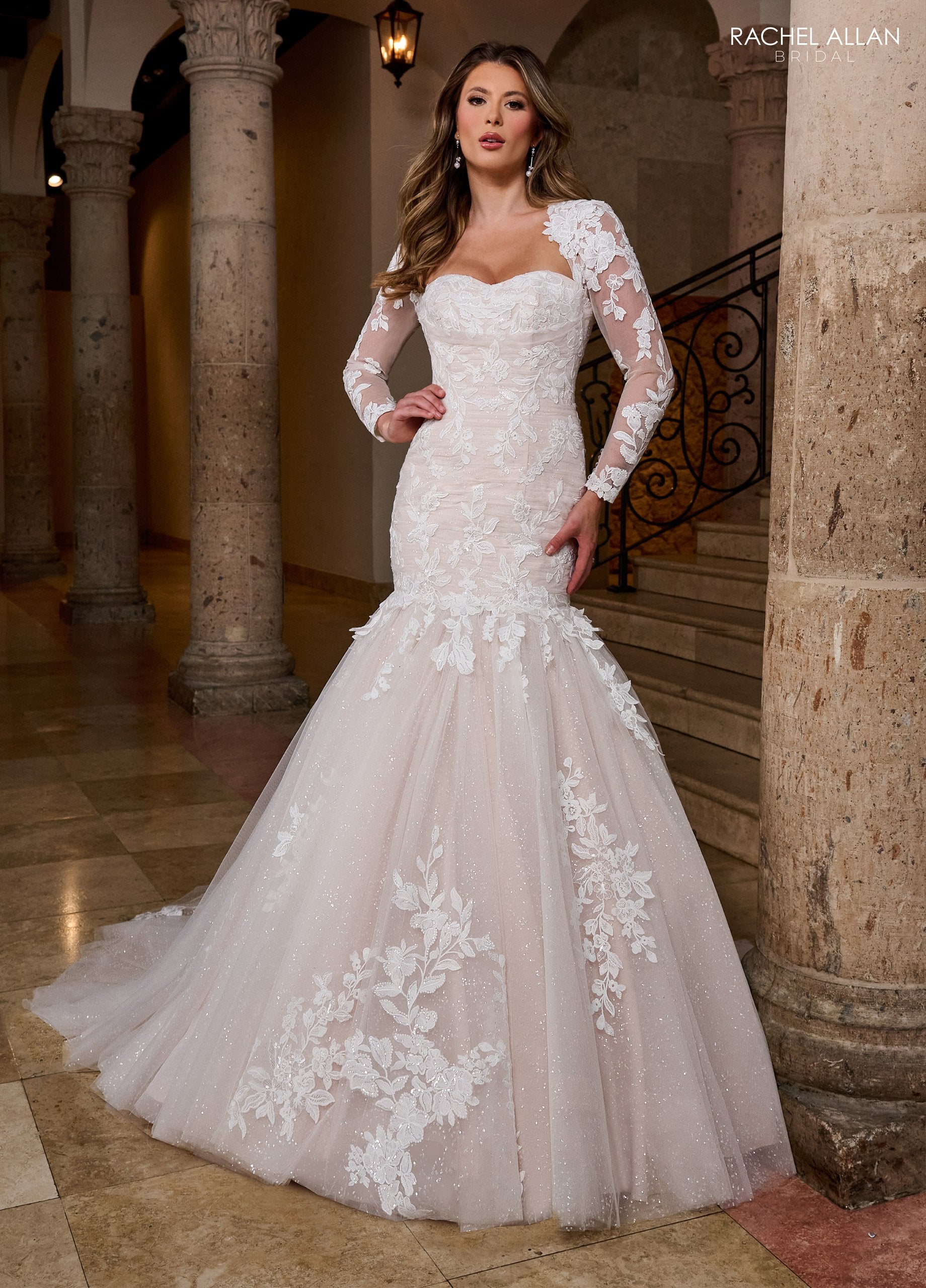 Wedding Dresses Long Mermaid Detachable Sleeves Wedding Dress Ivory Champagne