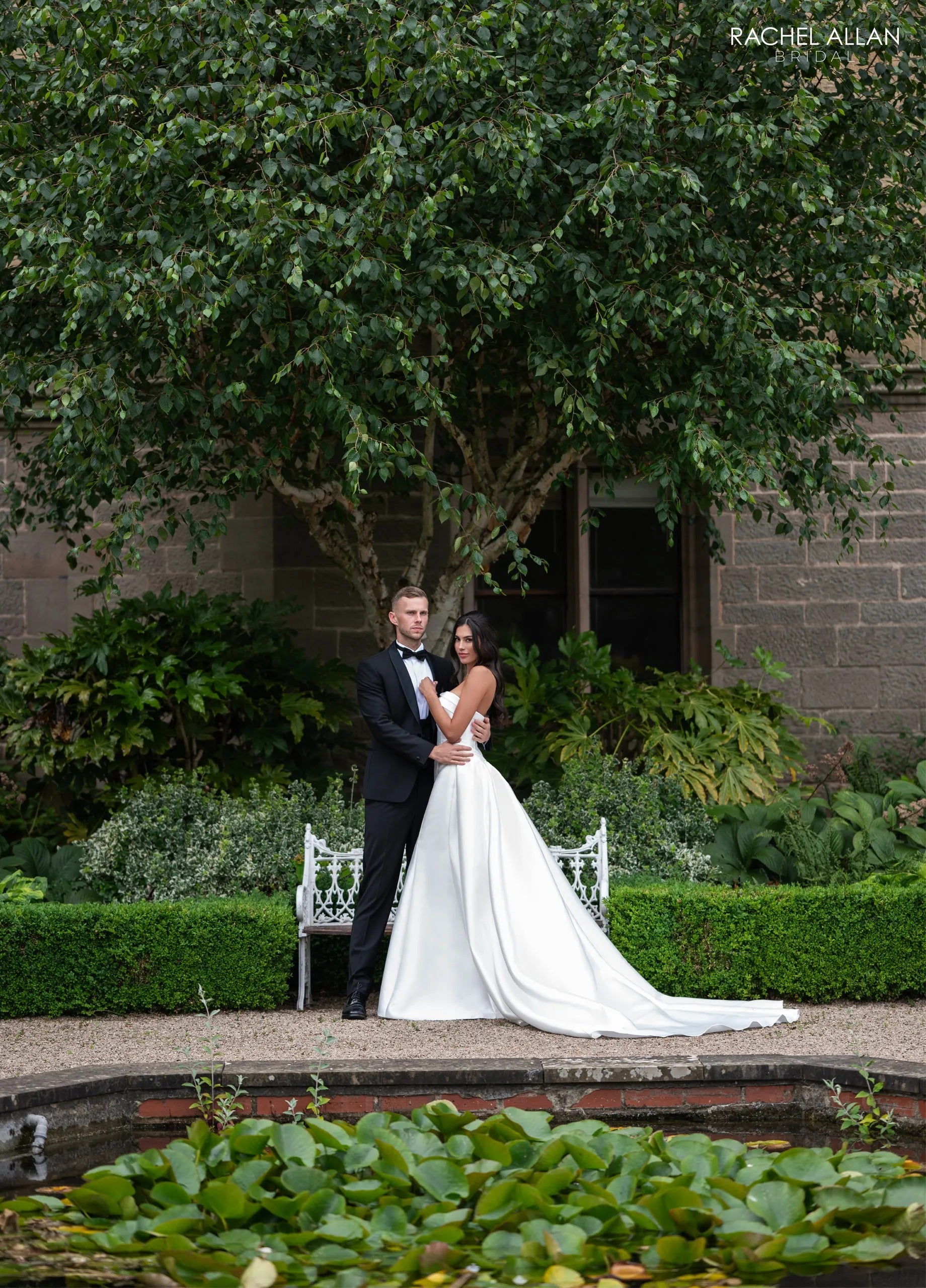 Ivory Strapless Floor-Length Mikado Bridal Mermaid Gown with Removable Overskirt Rachel Allan RB4240