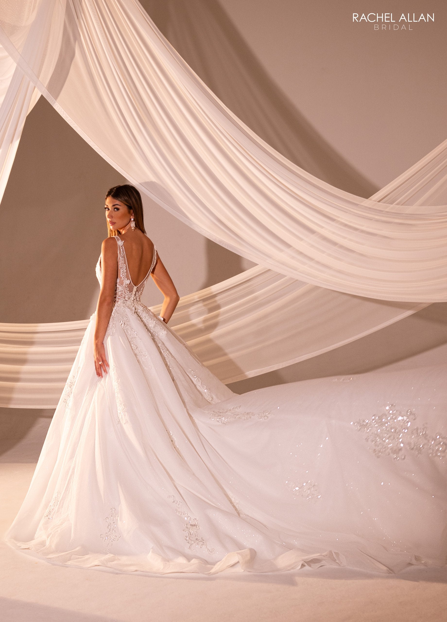 Wedding Dresses Long Floral Sequin Wedding Dress Ivory Nude