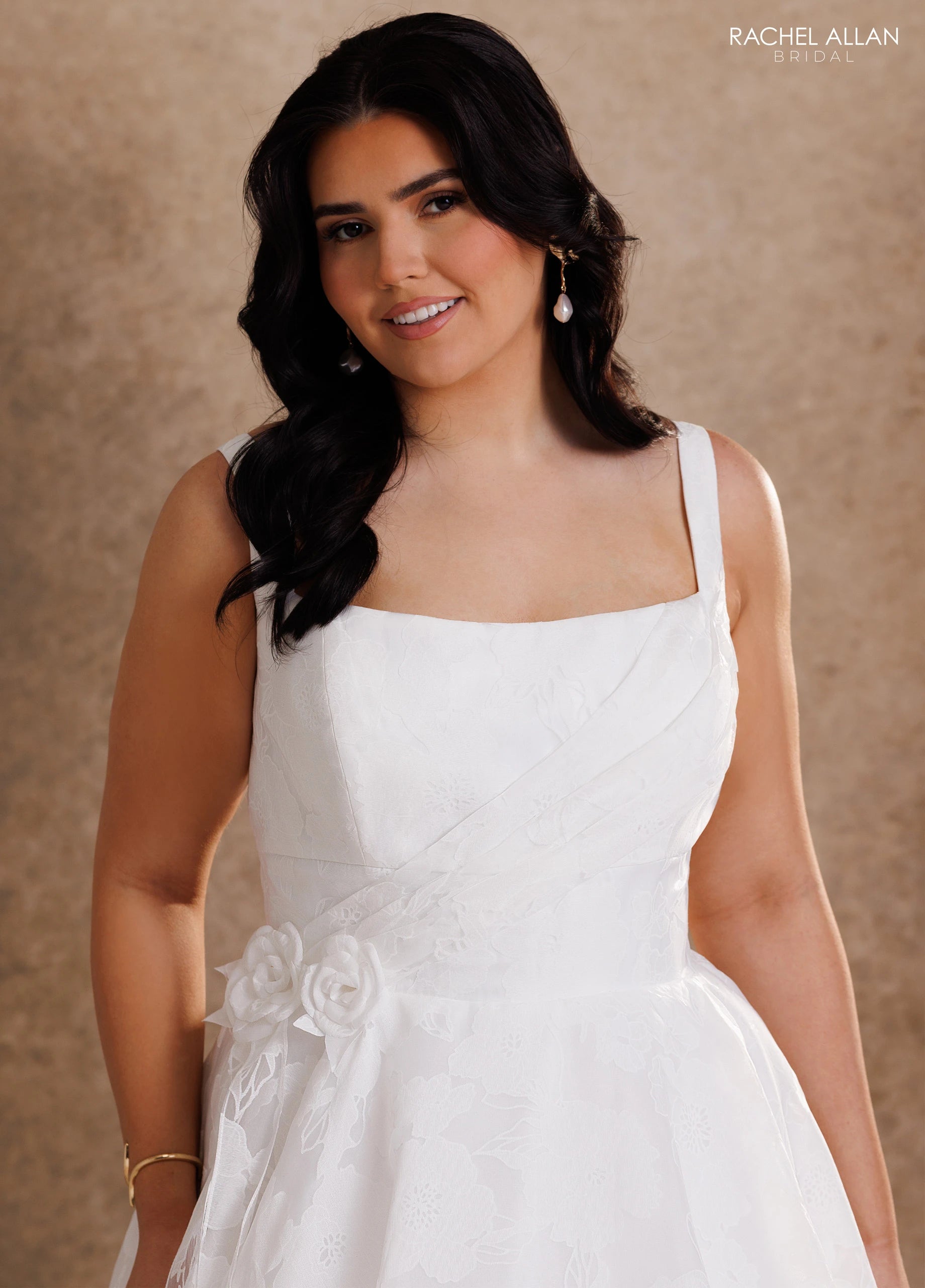 Square Neckline Floor-Length Lace Wedding Dress A-Line Rachel Allan RB4245