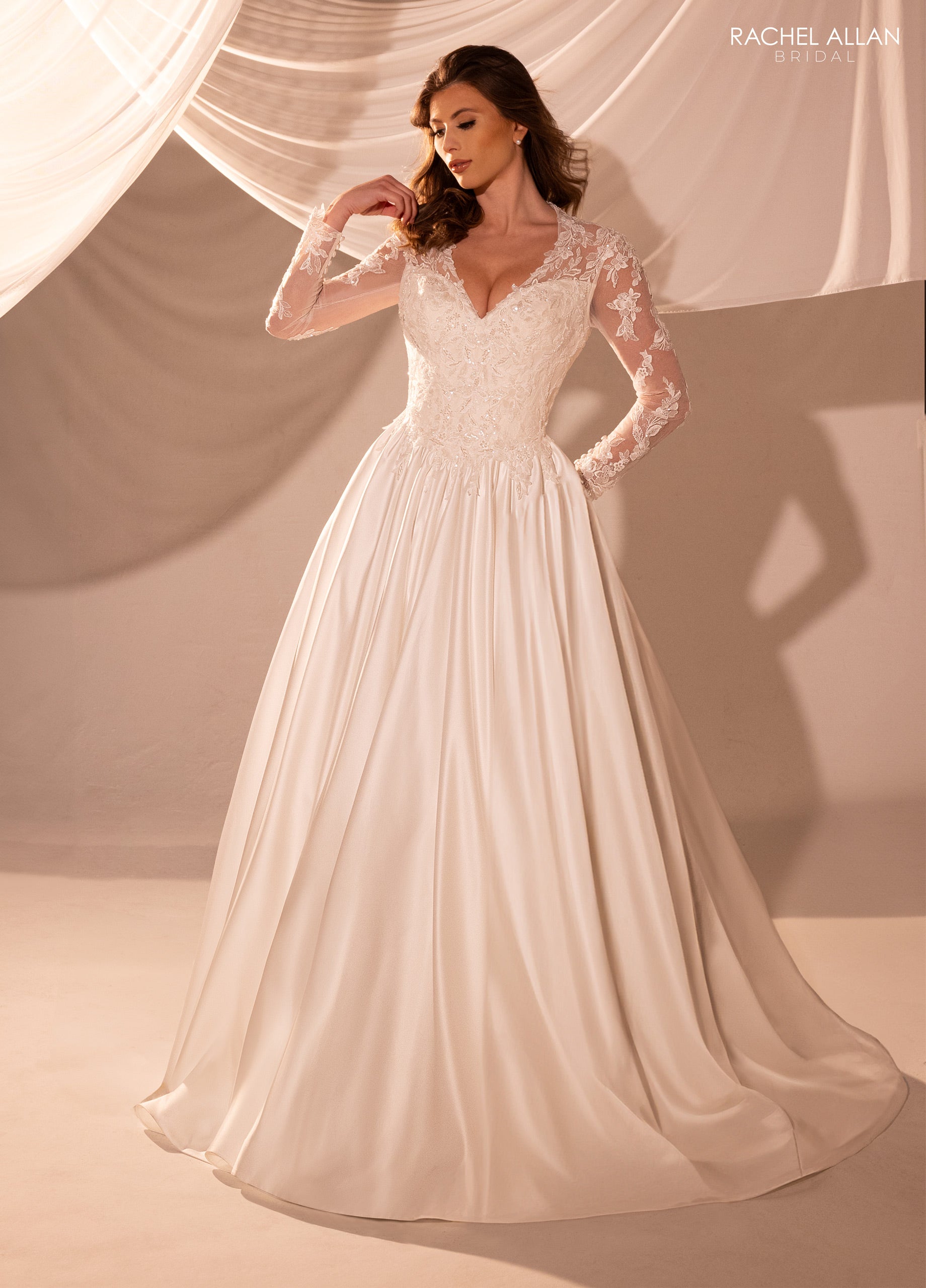 Wedding Dresses Long Beaded Lace Wedding Dress Ivory Champagne