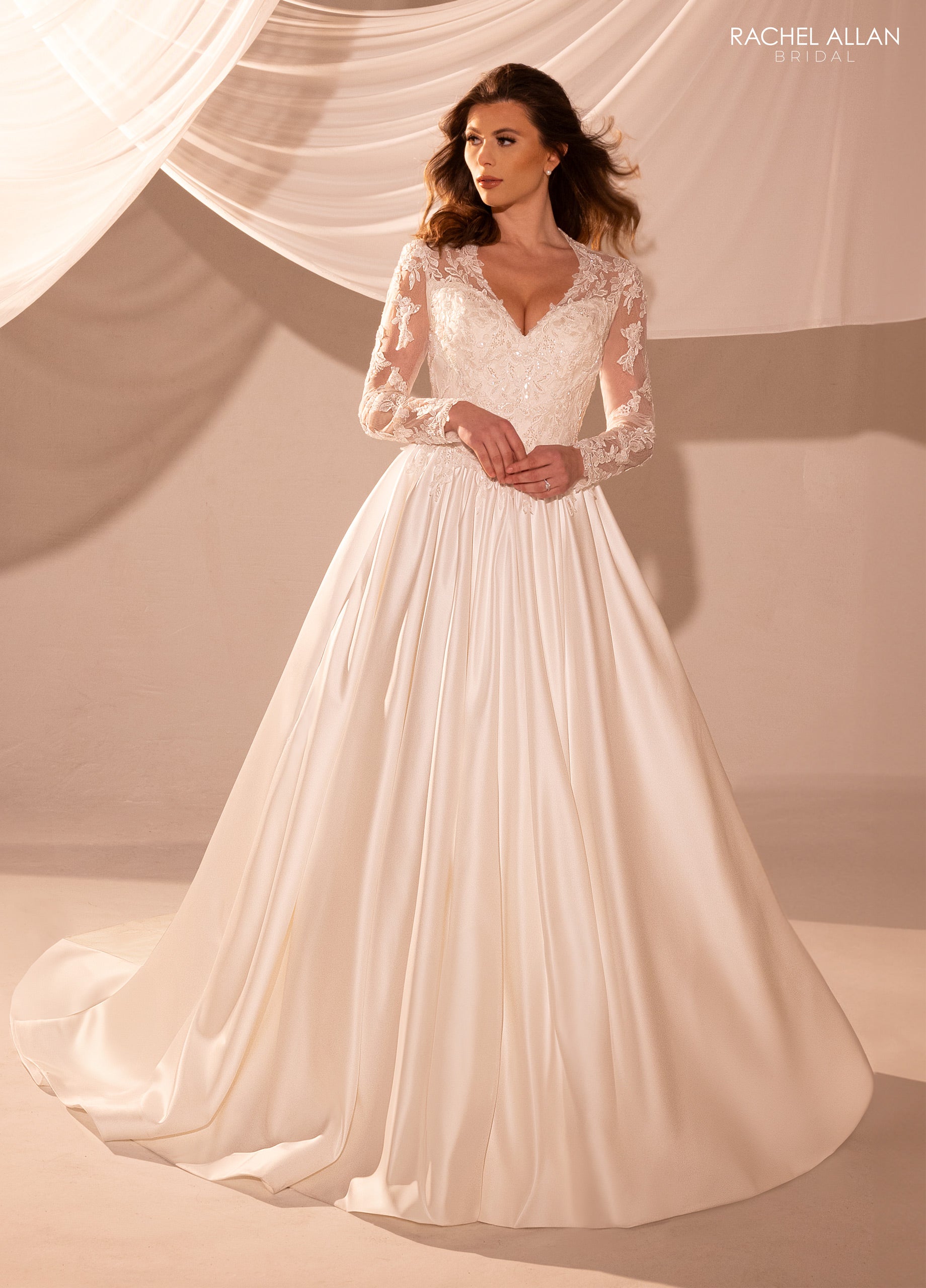 Wedding Dresses Long Beaded Lace Wedding Dress Ivory Champagne