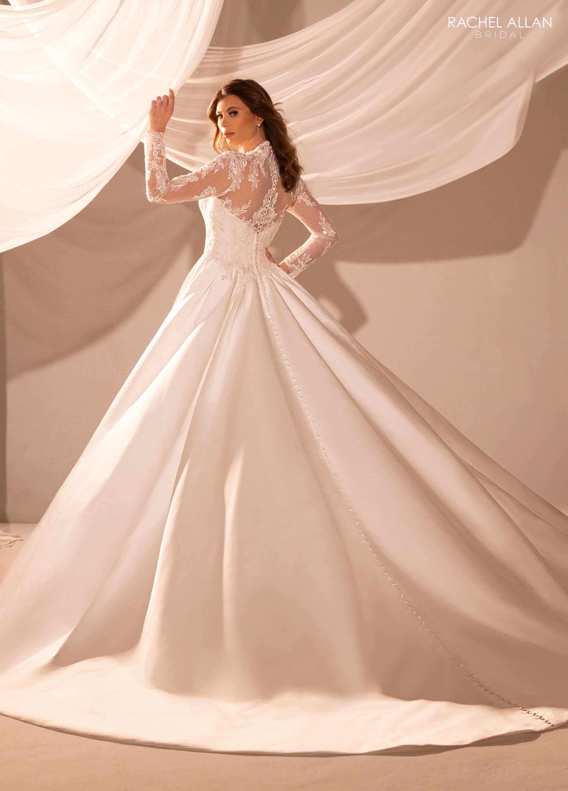 Wedding Dresses Long Beaded Lace Wedding Dress Ivory Champagne