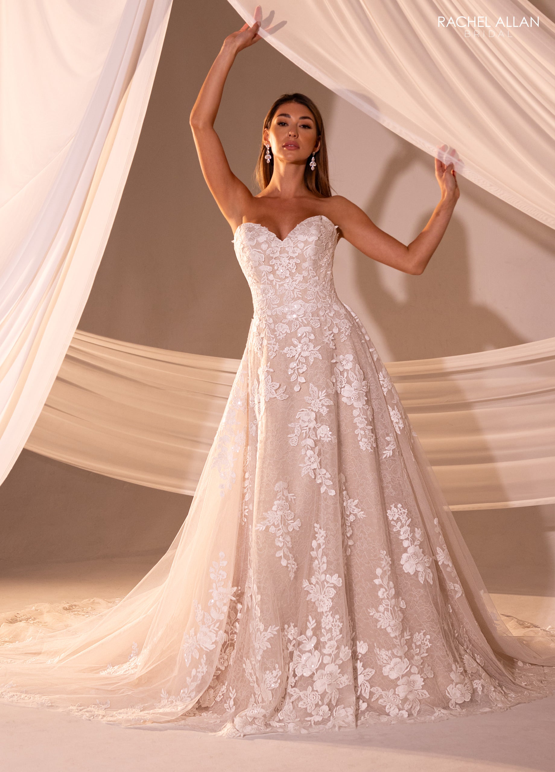 Wedding Dresses Beaded Lace Long A Line Wedding Dress Ivory Nude Sand
