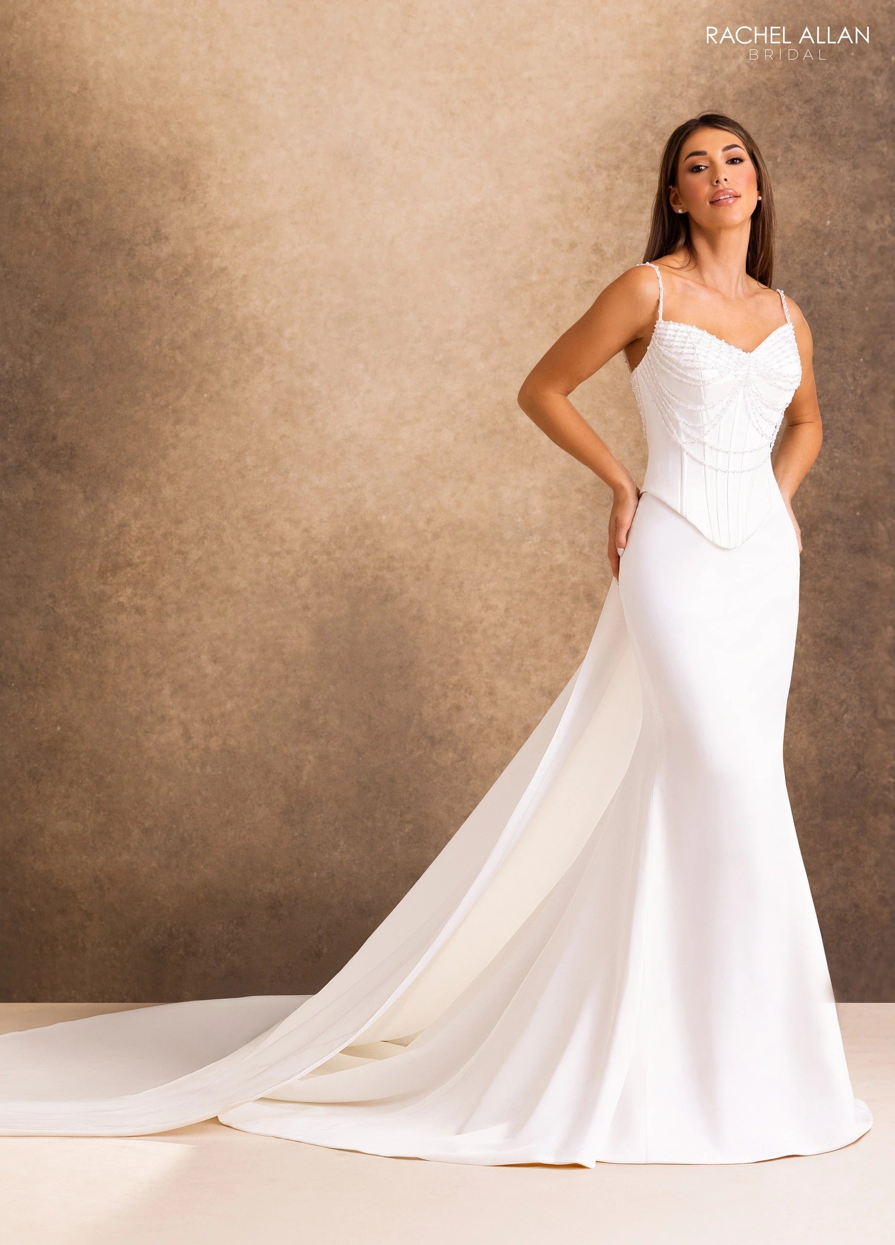Sweetheart Floor-Length Crepe Wedding Dress Mermaid/Trumpet Rachel Allan RB4246
