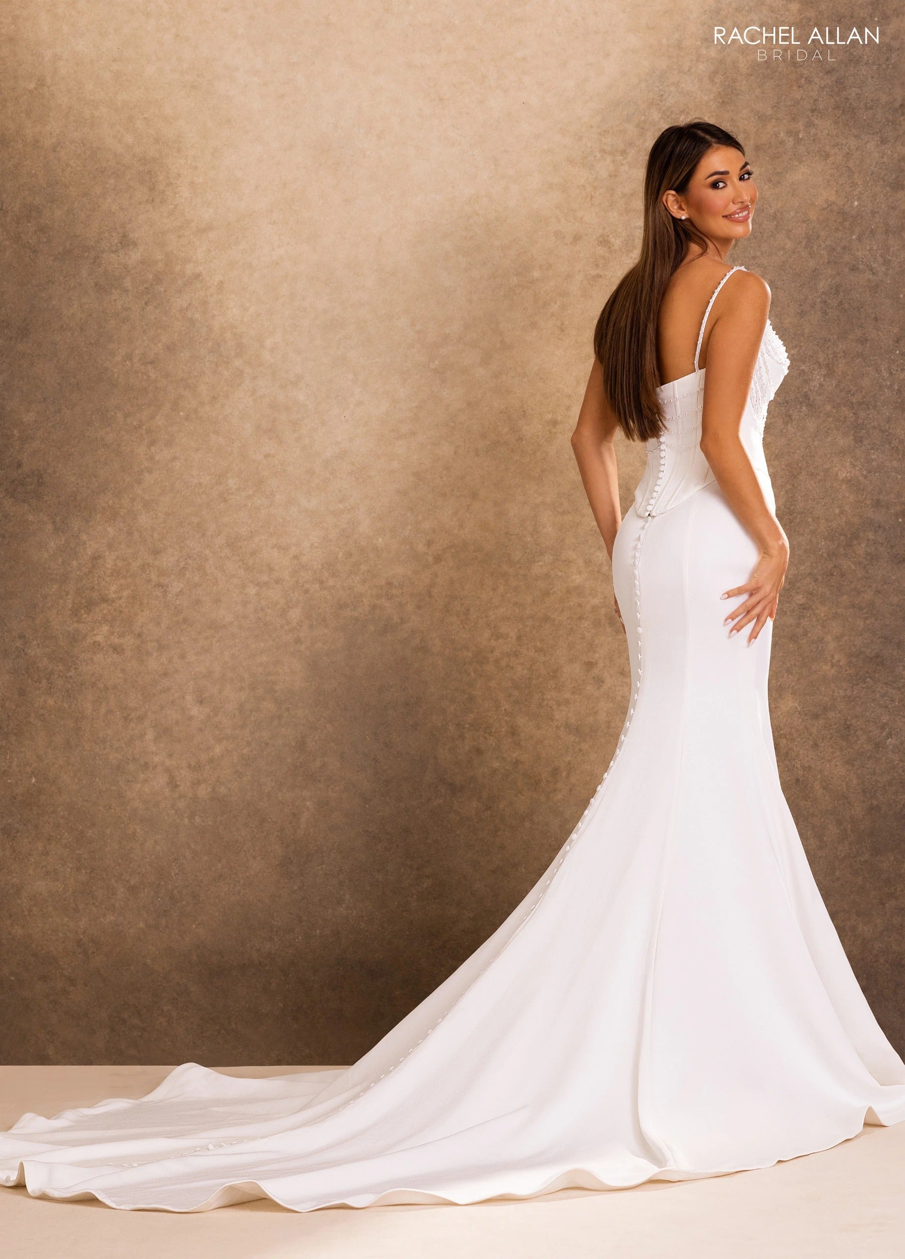 Sweetheart Floor-Length Crepe Wedding Dress Mermaid/Trumpet Rachel Allan RB4246