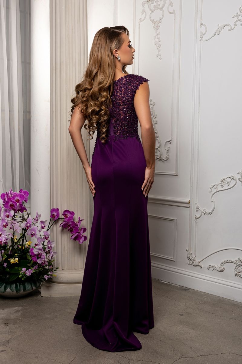 Illusion Floor-Length Lace Formal Sheath Column May Queen RQ8256