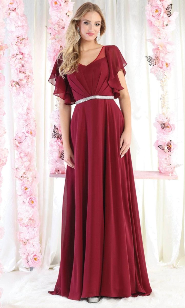 Illusion Floor-Length Chiffon Evening A-Line May Queen 1972