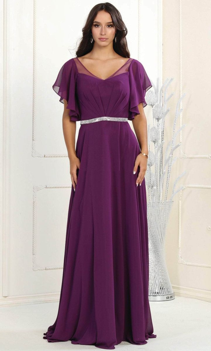 Illusion Floor-Length Chiffon Evening A-Line May Queen 1972