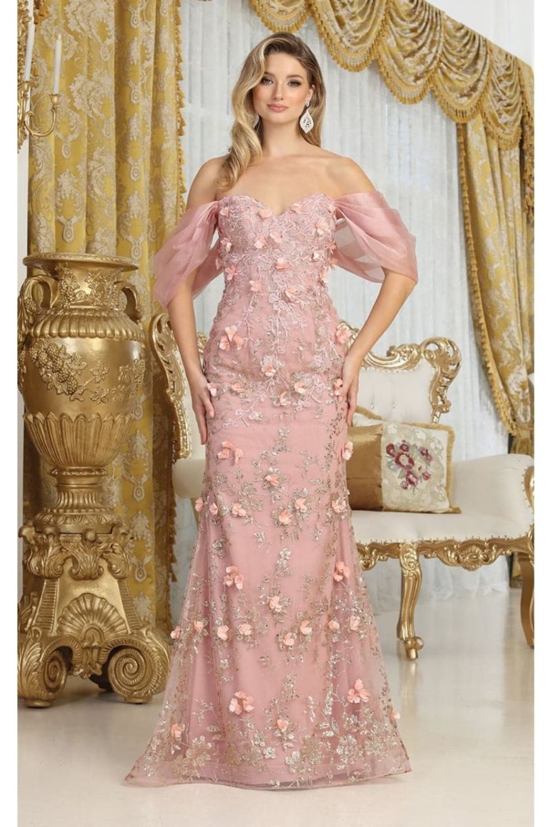 Off-the-Shoulder Floor-Length Tulle Prom Sheath/Column May Queen RQ8037